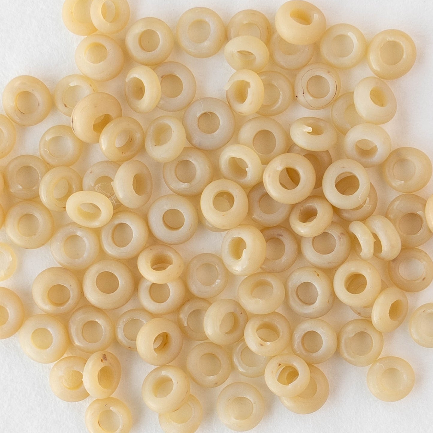 Rustic Indonesian Glass Abon Beads - Opaque Ivory - Whole or Half Strand