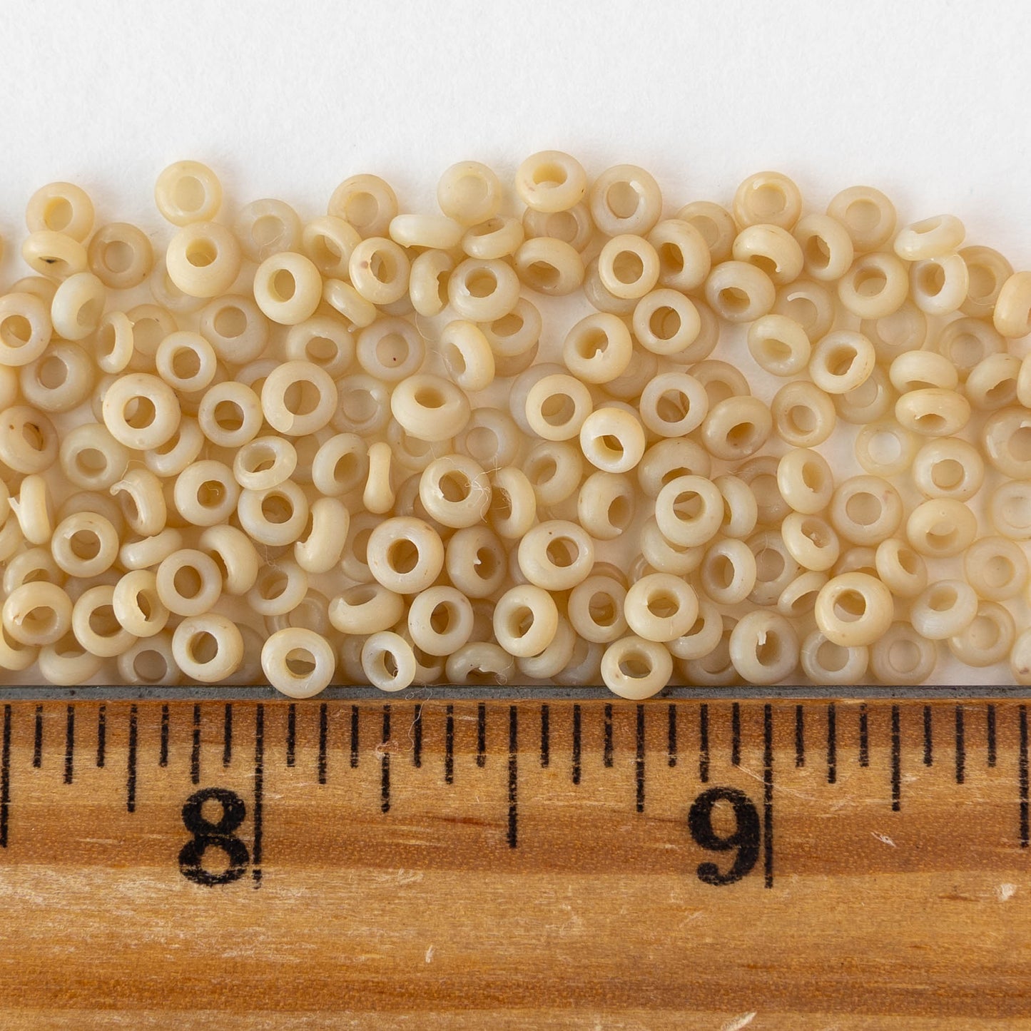 Rustic Indonesian Glass Abon Beads - Opaque Ivory - Whole or Half Strand