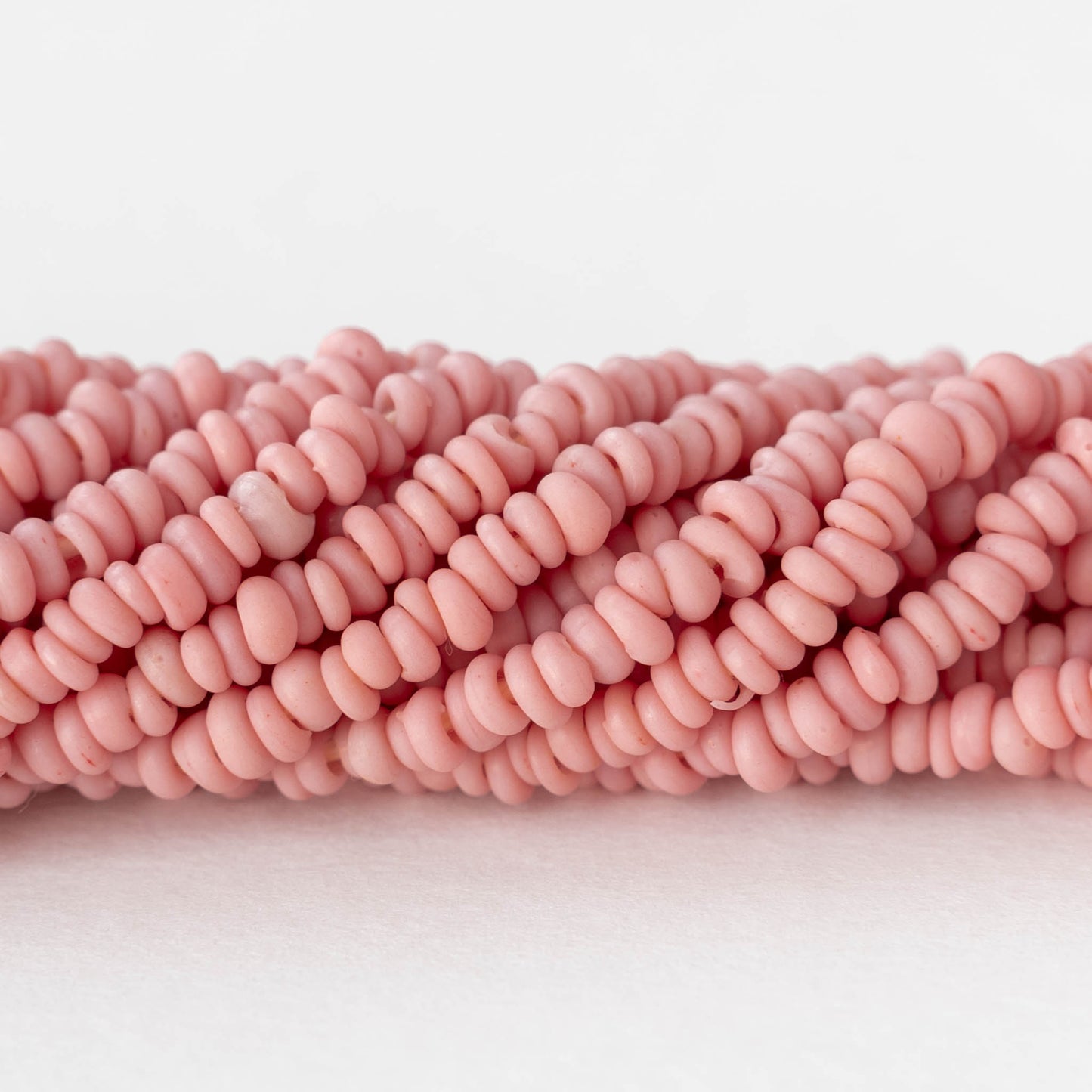 Rustic Indonesian Glass Abon Beads - Opaque Pink - Whole or Half Strand