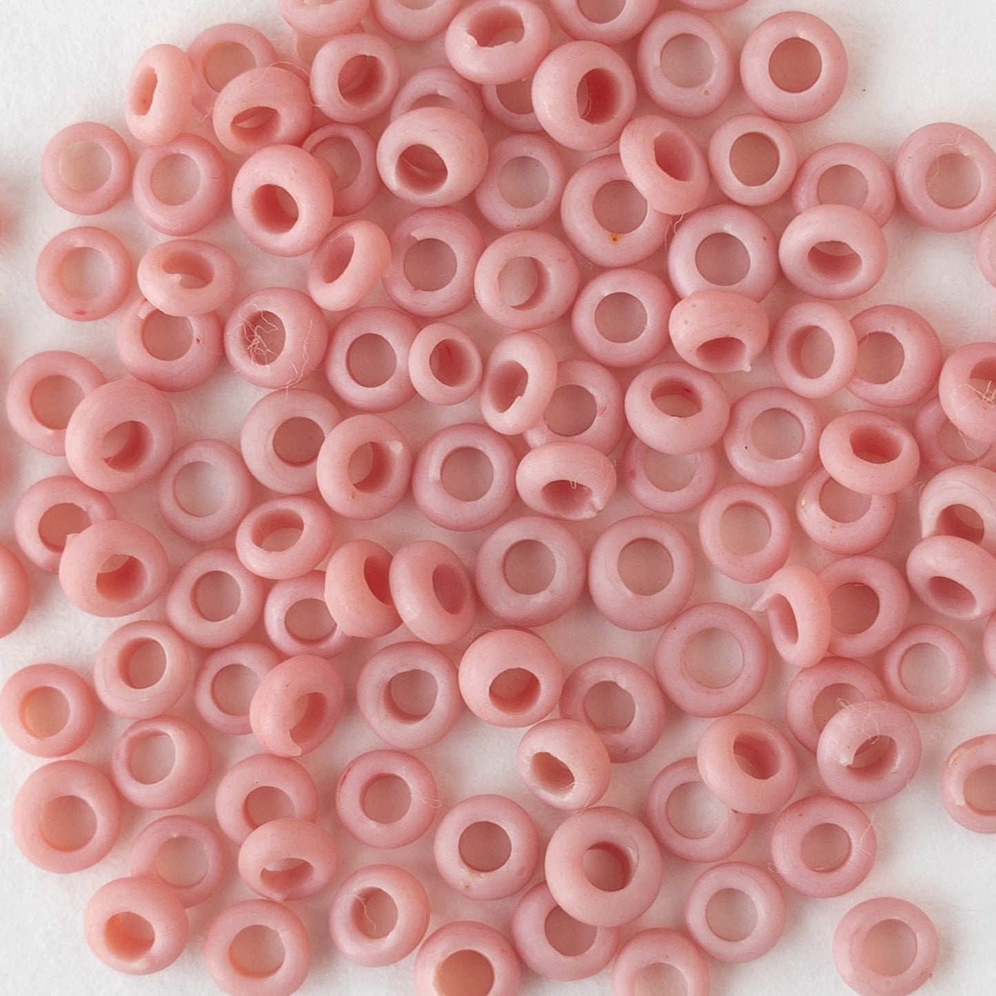 Rustic Indonesian Glass Abon Beads - Opaque Pink - Whole or Half Strand