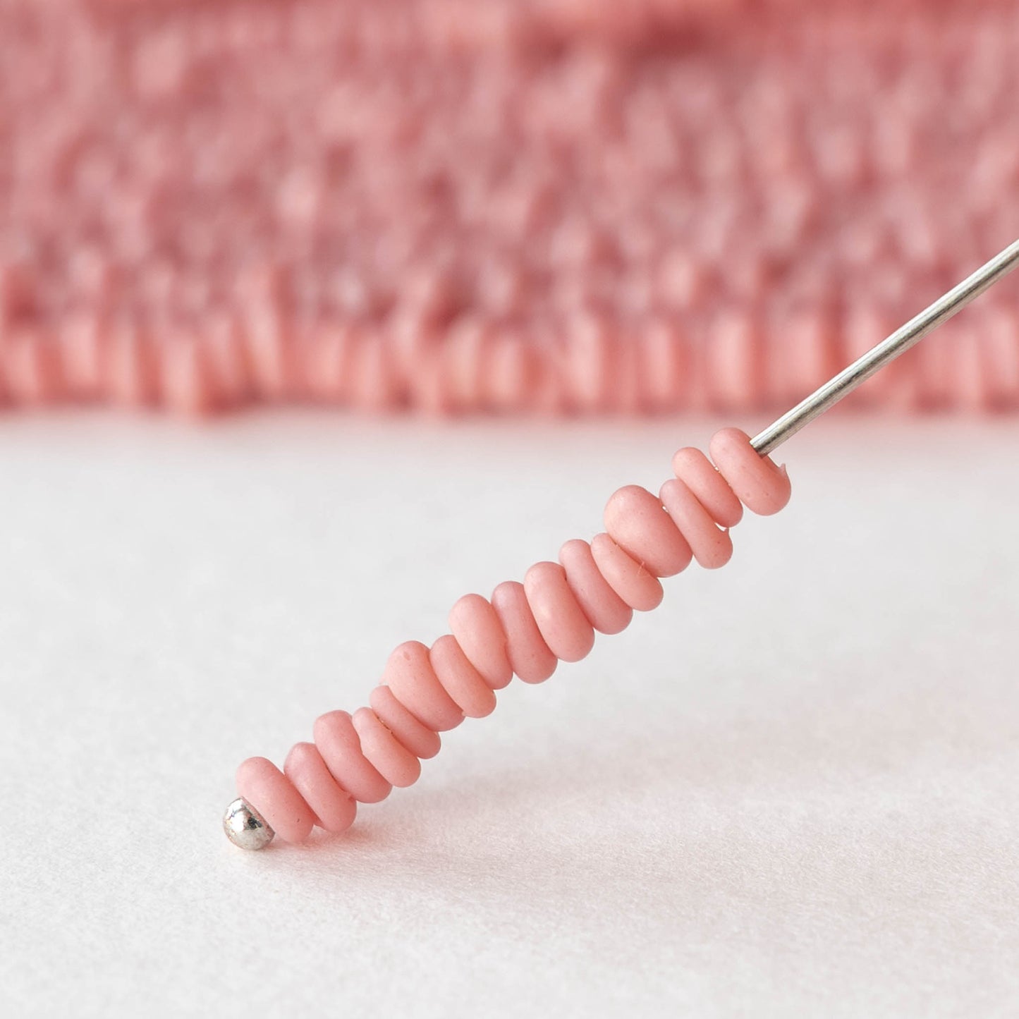 Rustic Indonesian Glass Abon Beads - Opaque Pink - Whole or Half Strand