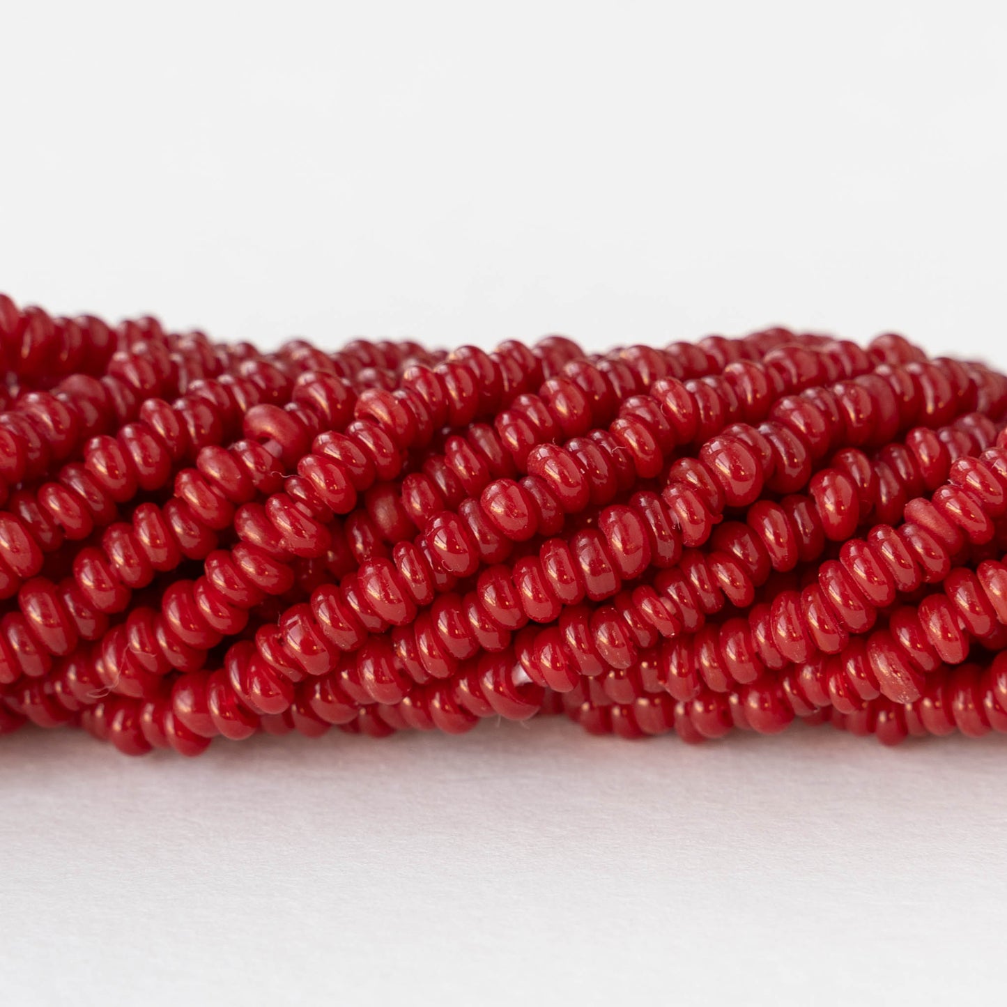 Rustic Indonesian Glass Abon Beads - Opaque Red - Whole or Half Strand