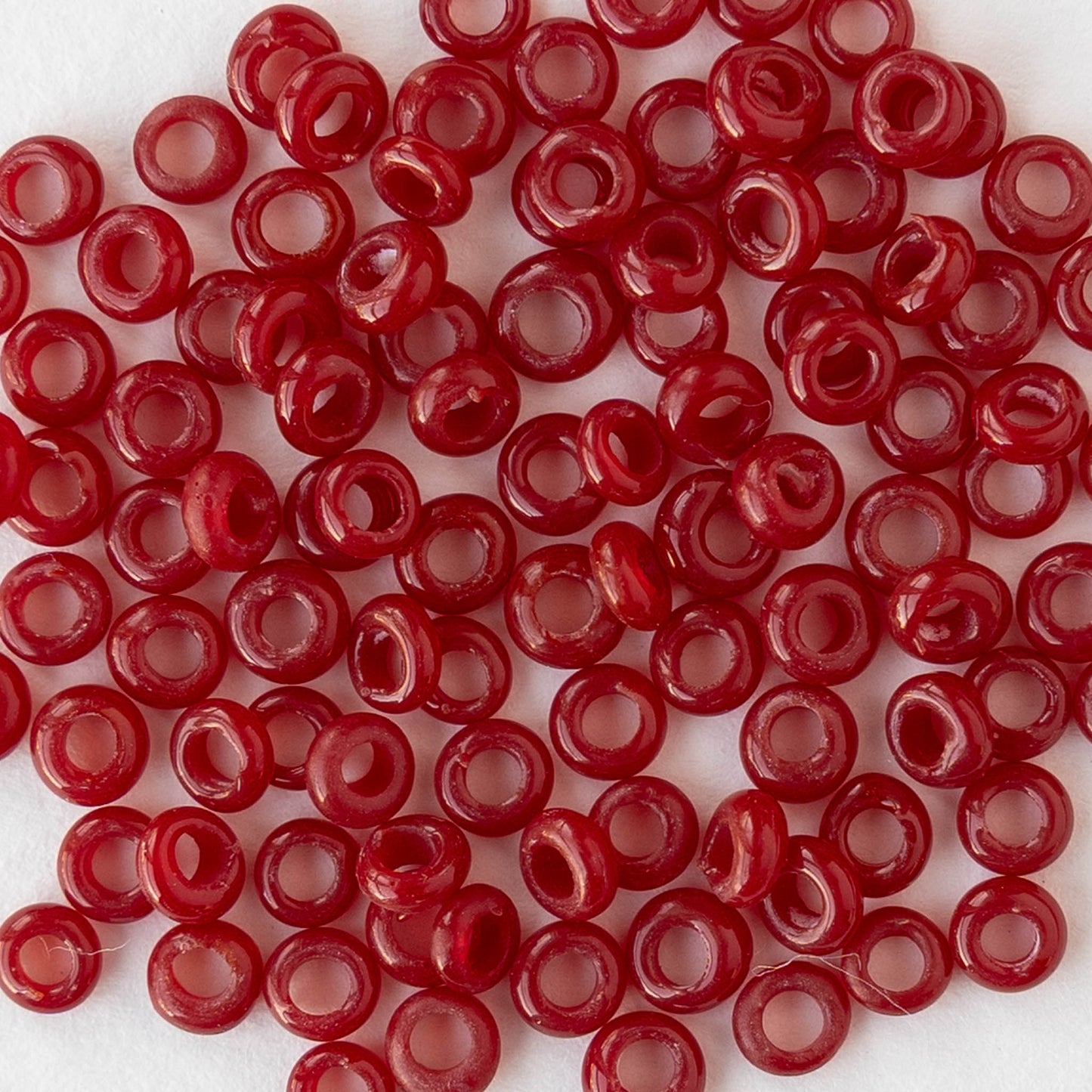 Rustic Indonesian Glass Abon Beads - Opaque Red - Whole or Half Strand