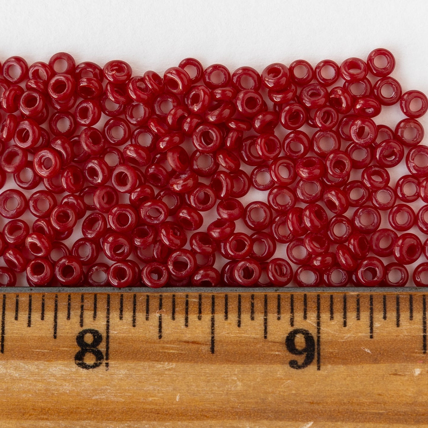 Rustic Indonesian Glass Abon Beads - Opaque Red - Whole or Half Strand