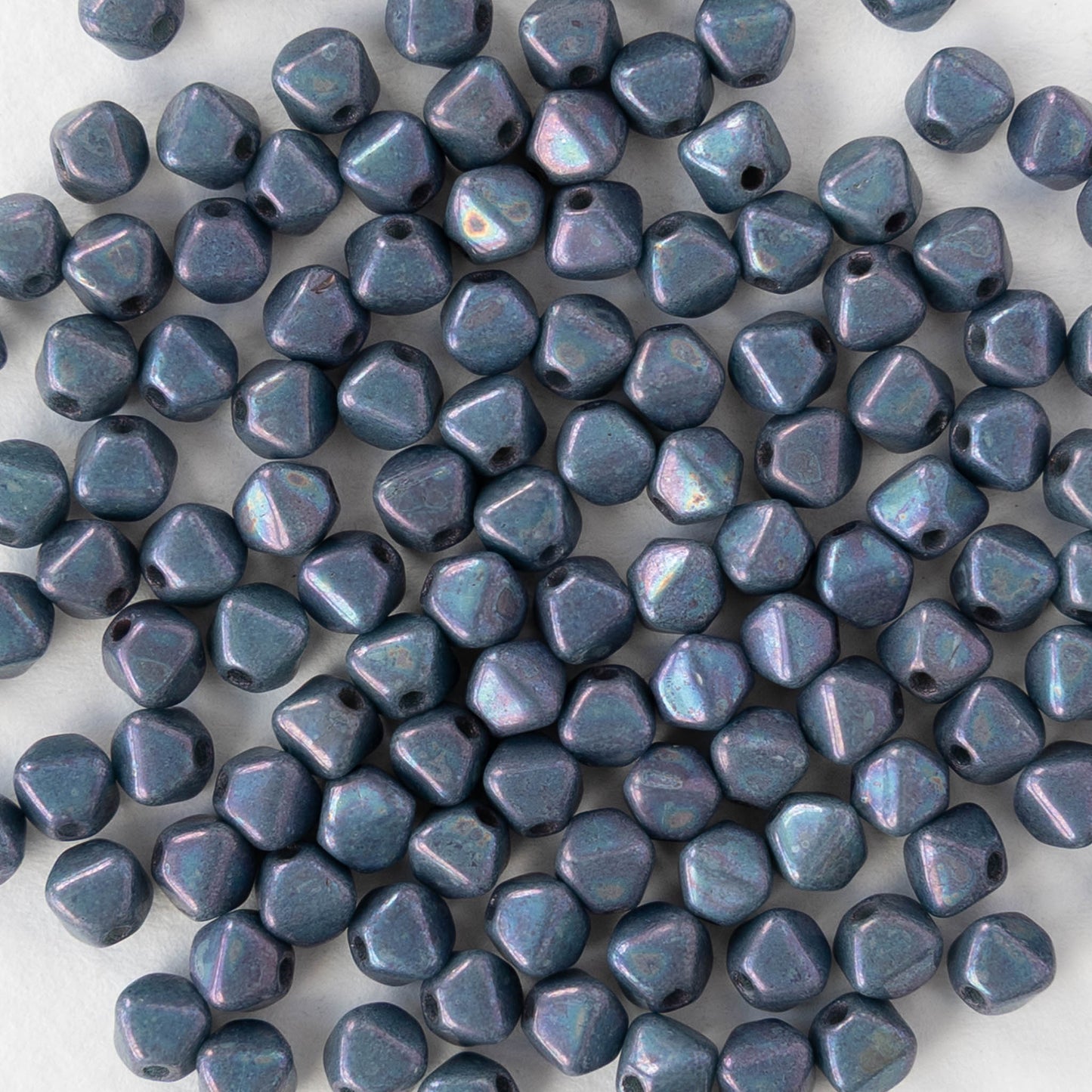 4mm Glass Bicone Beads - Opaque Blue Purple Luster - 100 Beads