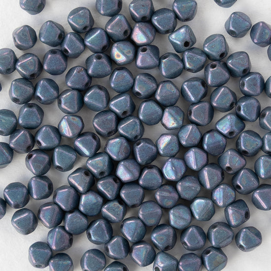 4mm Glass Bicone Beads - Opaque Blue Purple Luster - 100 Beads