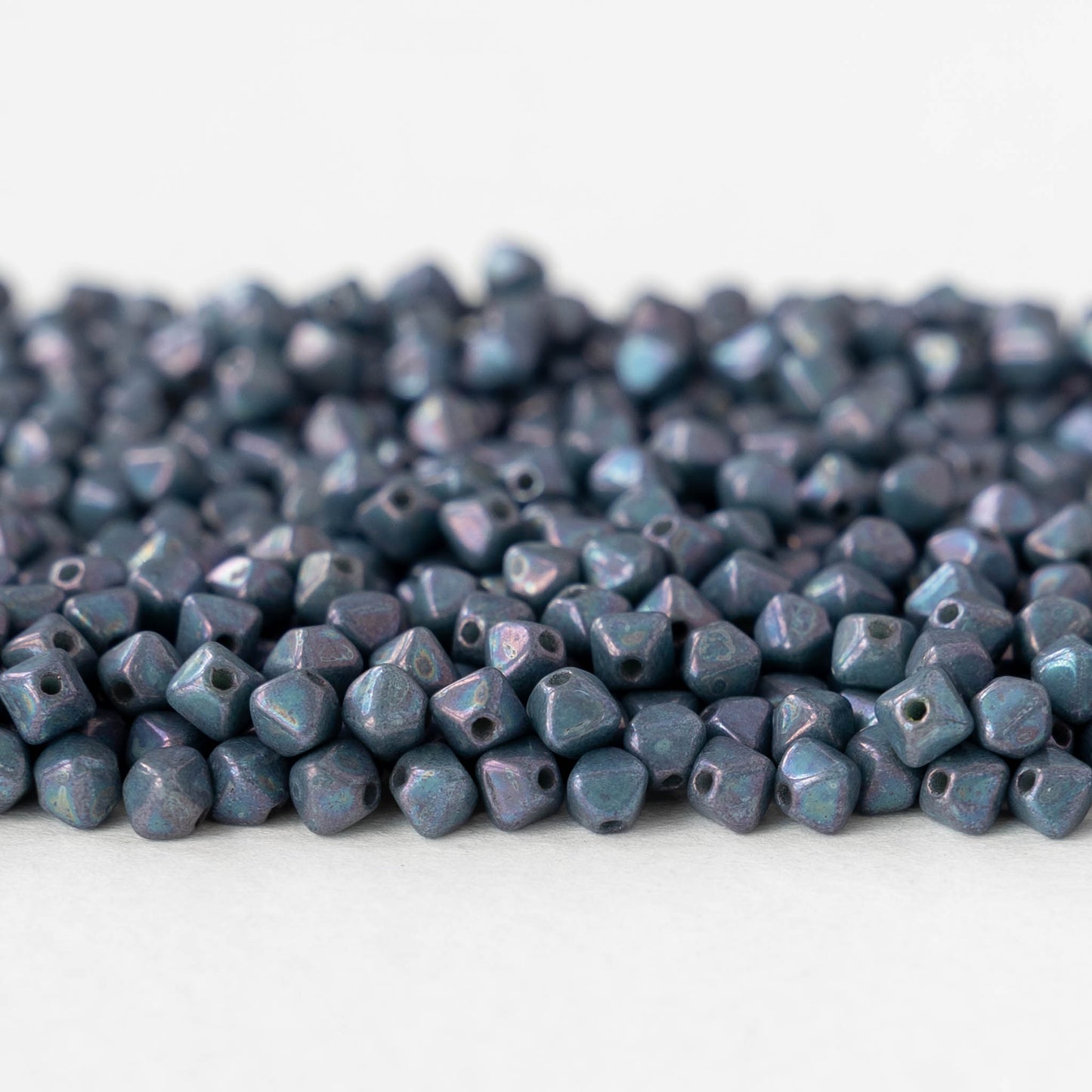 4mm Glass Bicone Beads - Opaque Blue Purple Luster - 100 Beads