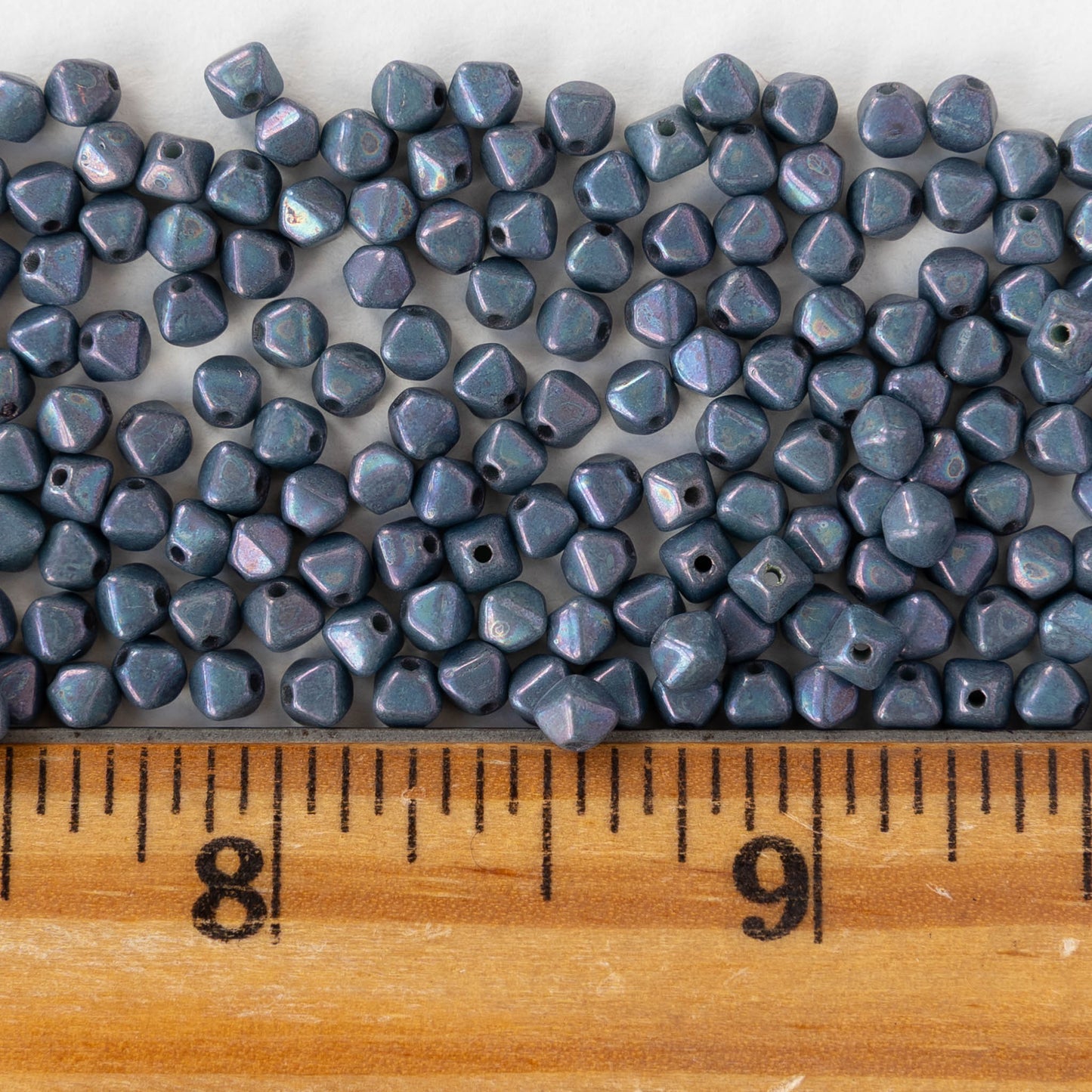 4mm Glass Bicone Beads - Opaque Blue Purple Luster - 100 Beads