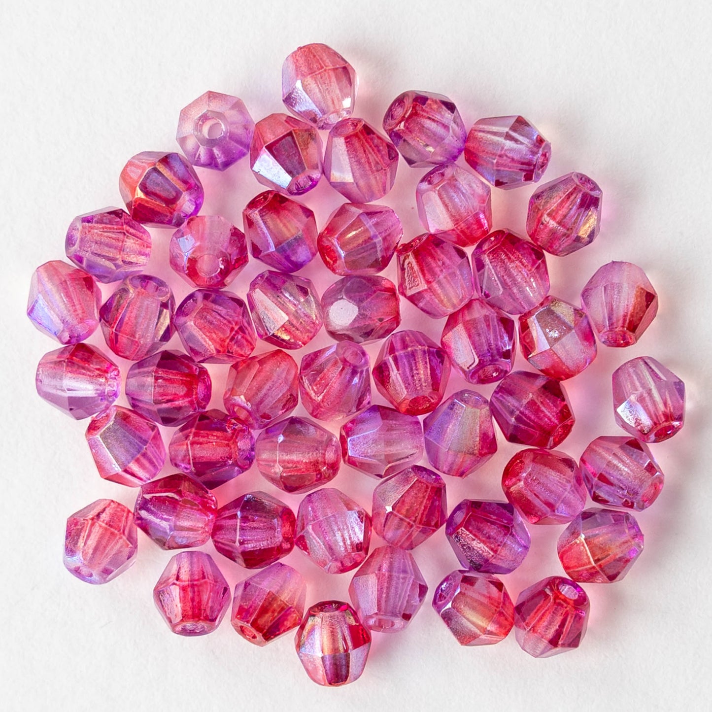 4mm Glass Bicone Beads - Pink Mix AB - 50 Beads