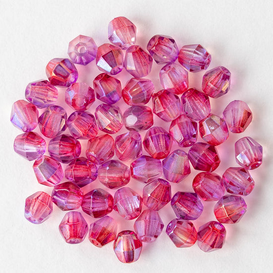 4mm Glass Bicone Beads - Pink Mix AB - 50 Beads