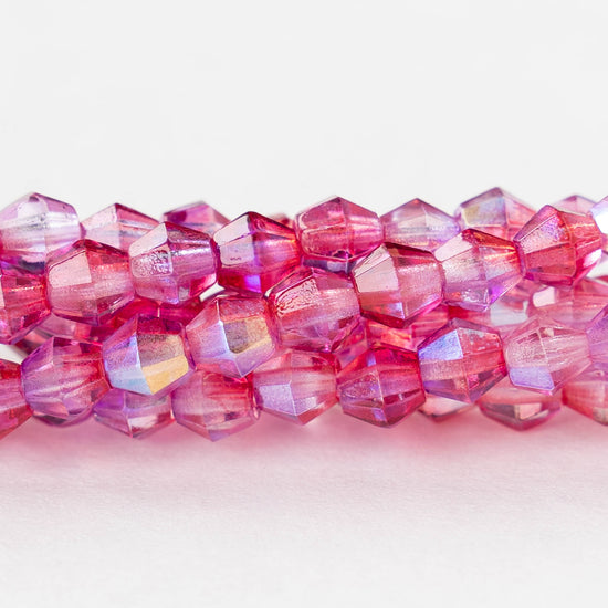 4mm Glass Bicone Beads - Pink Mix AB - 50 Beads