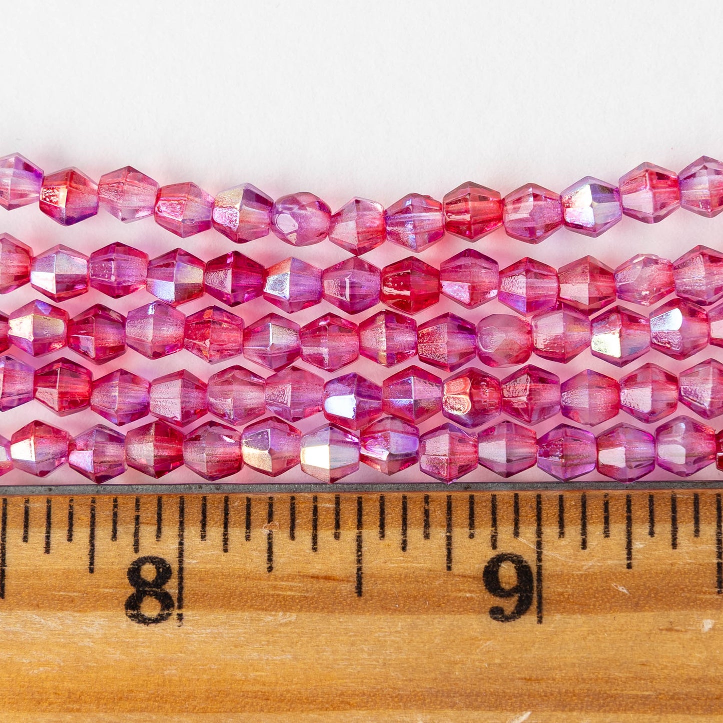 4mm Glass Bicone Beads - Pink Mix AB - 50 Beads