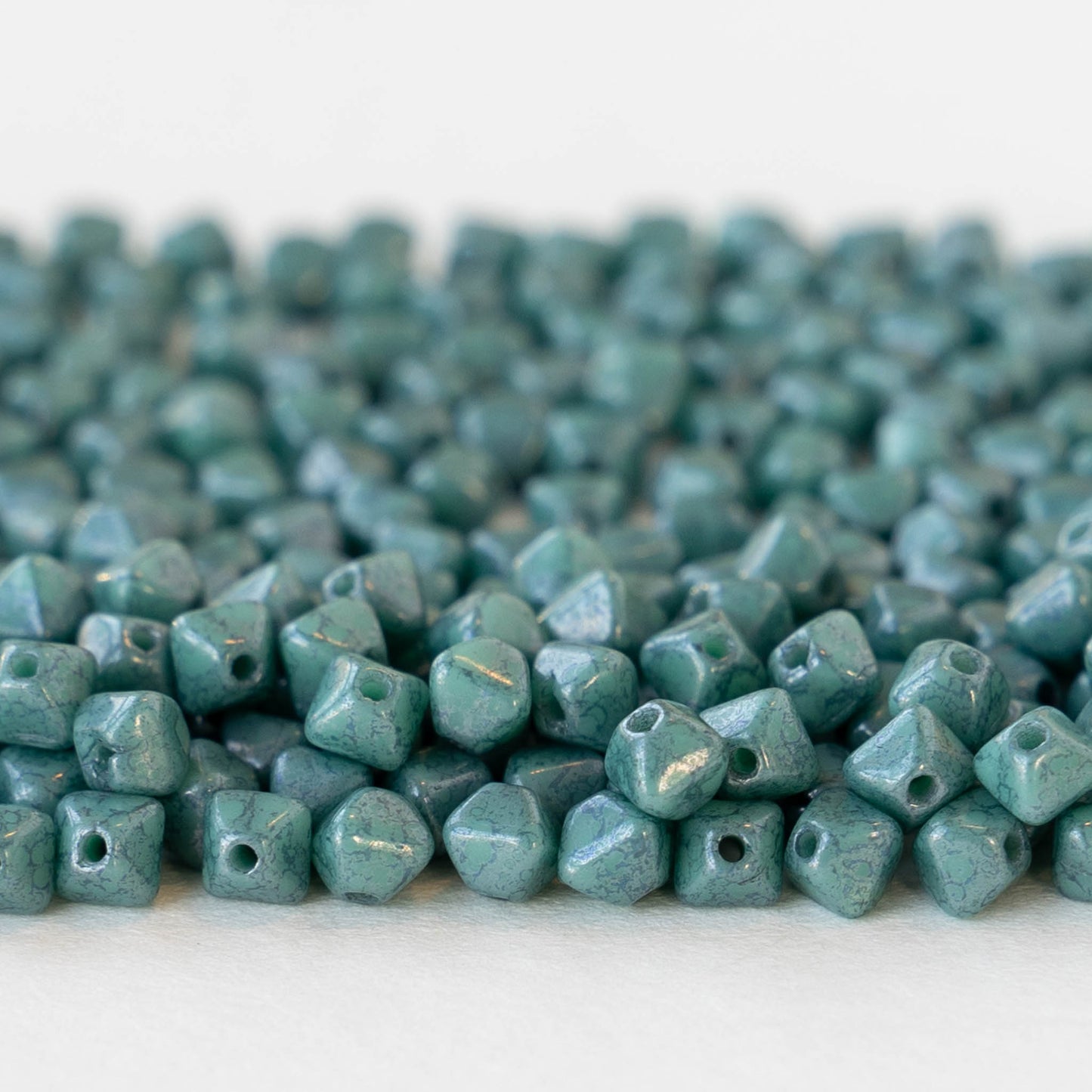 4mm Glass Bicone Beads - Opaque Turquoise Luster - 100 Beads