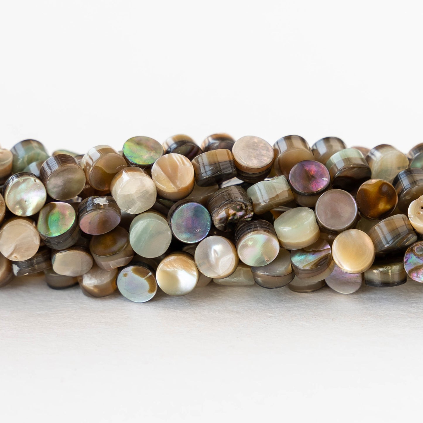 4mm Abalone Coin Beads - Half or Whole Strand