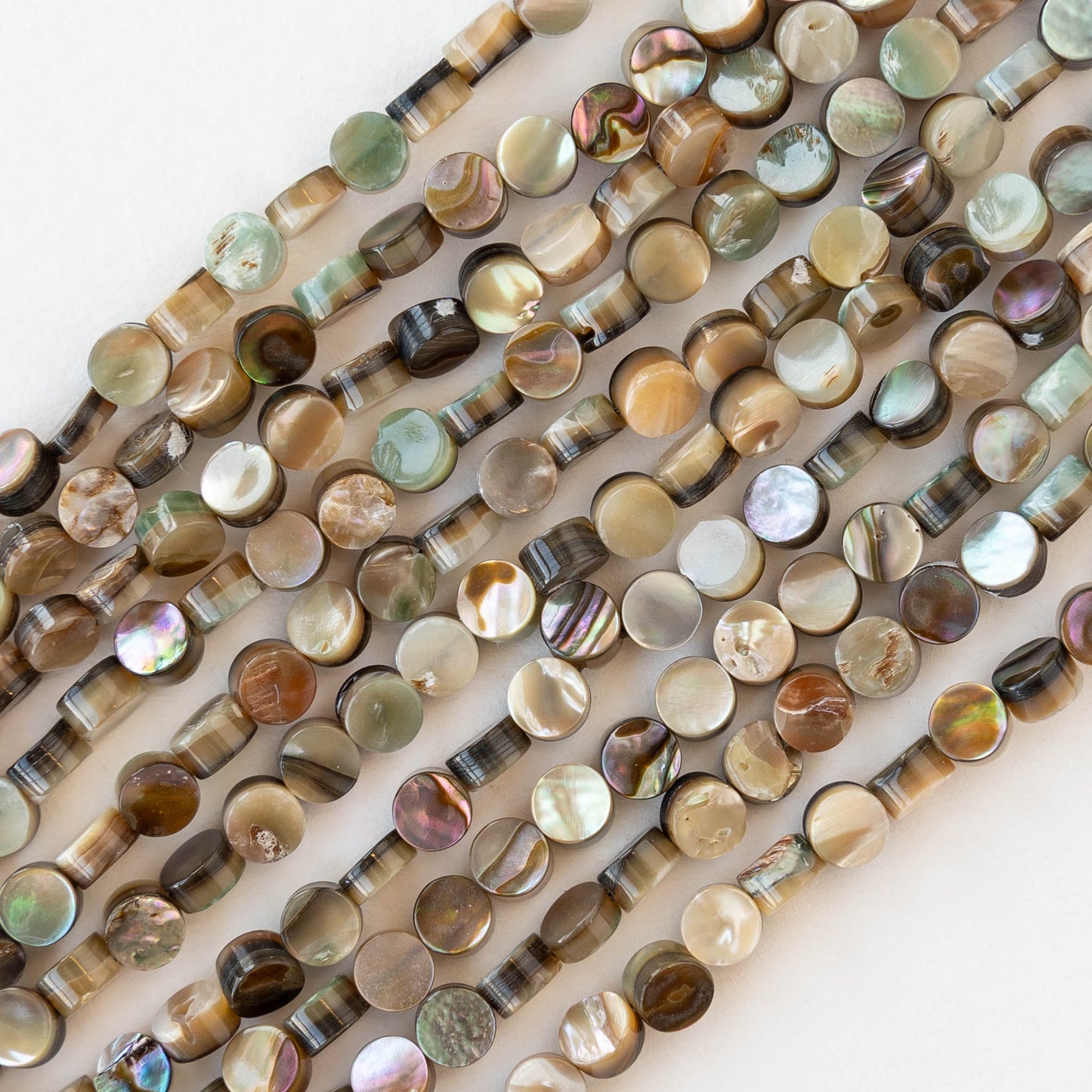 4mm Abalone Coin Beads - Half or Whole Strand