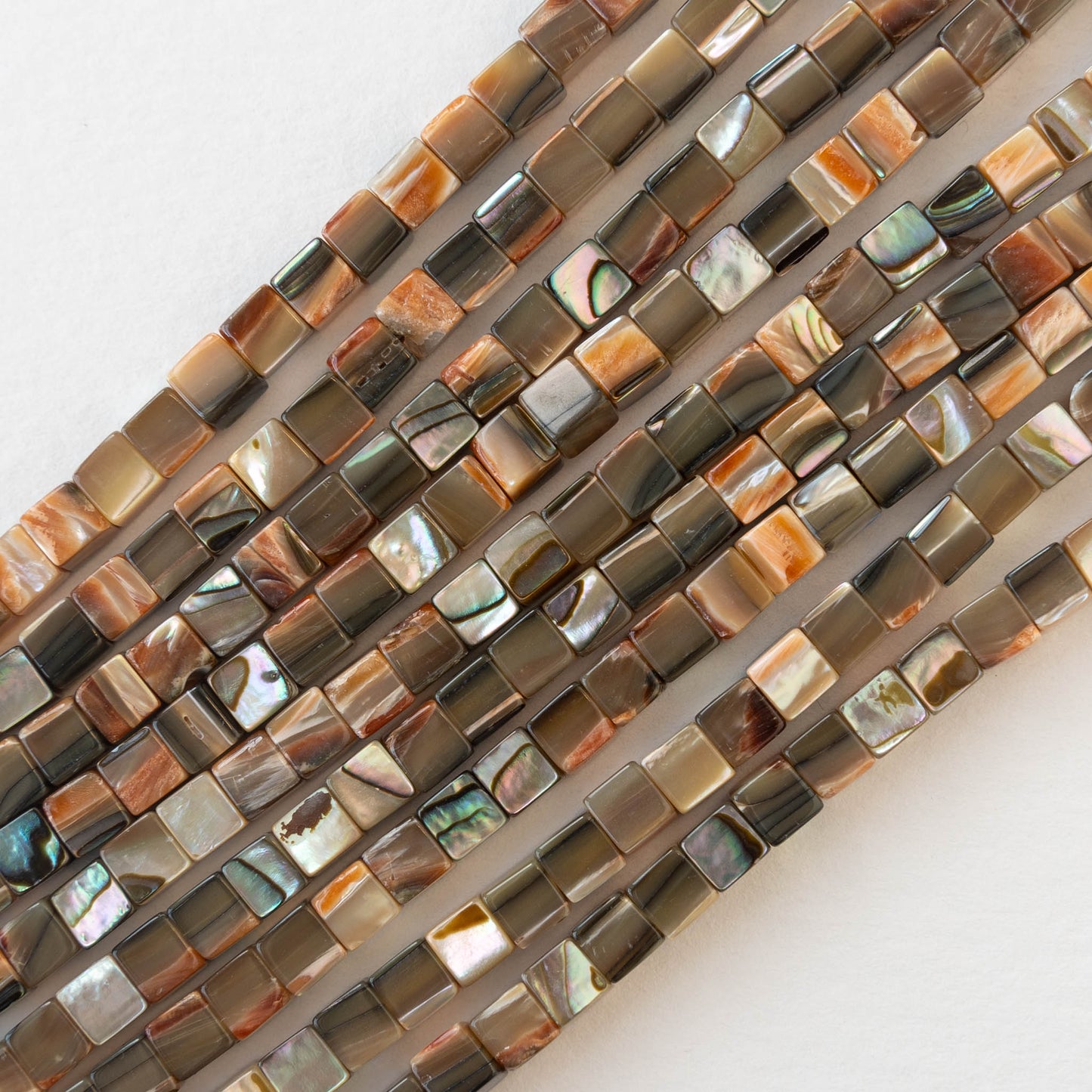 Load image into Gallery viewer, 4mm Abalone Shell Cube Beads - 8 inches
