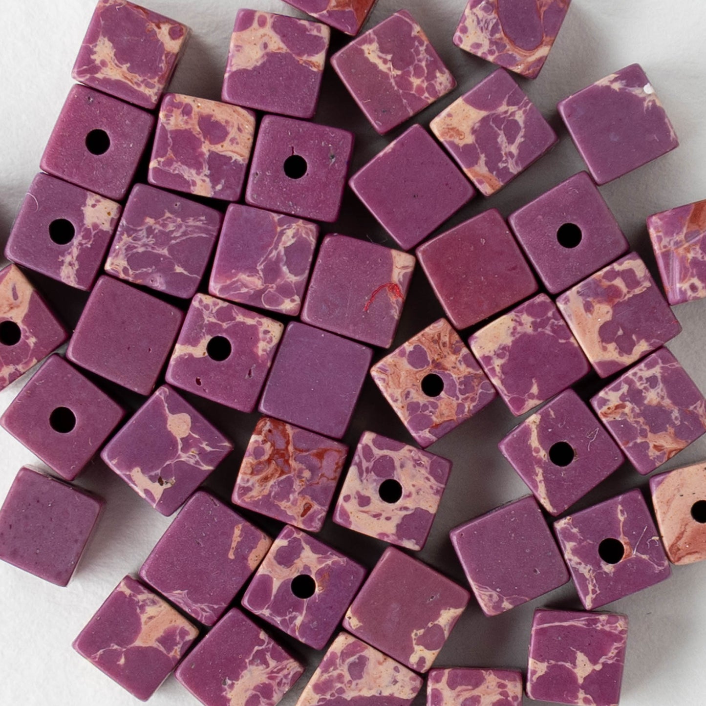 4mm Impression Jasper Cube Beads - Purple ~45 beads