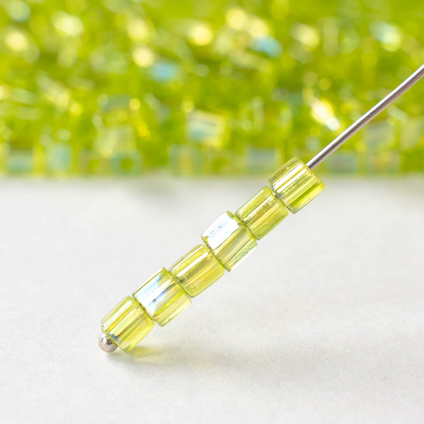 4mm Miyuki Cube Beads - Chartreuse Green AB - 10 or 20 grams