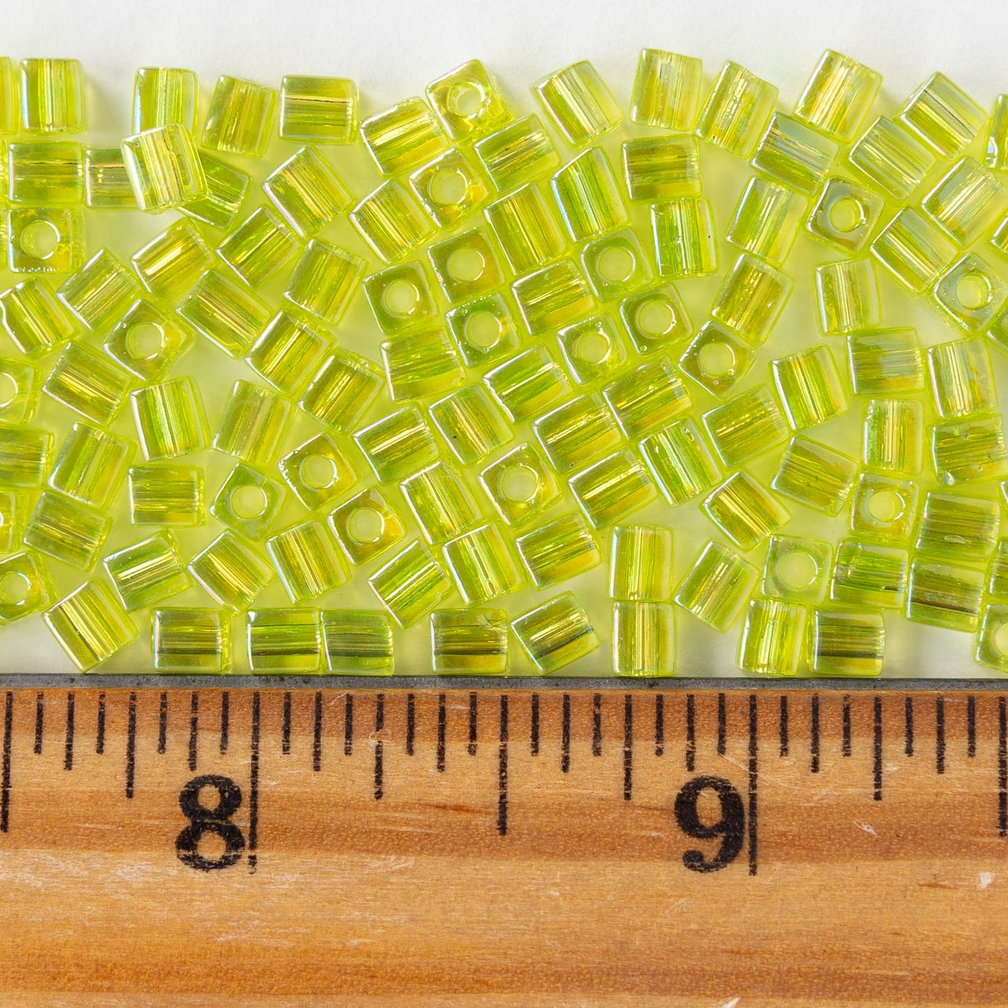 4mm Miyuki Cube Beads - Chartreuse Green AB - 10 or 20 grams