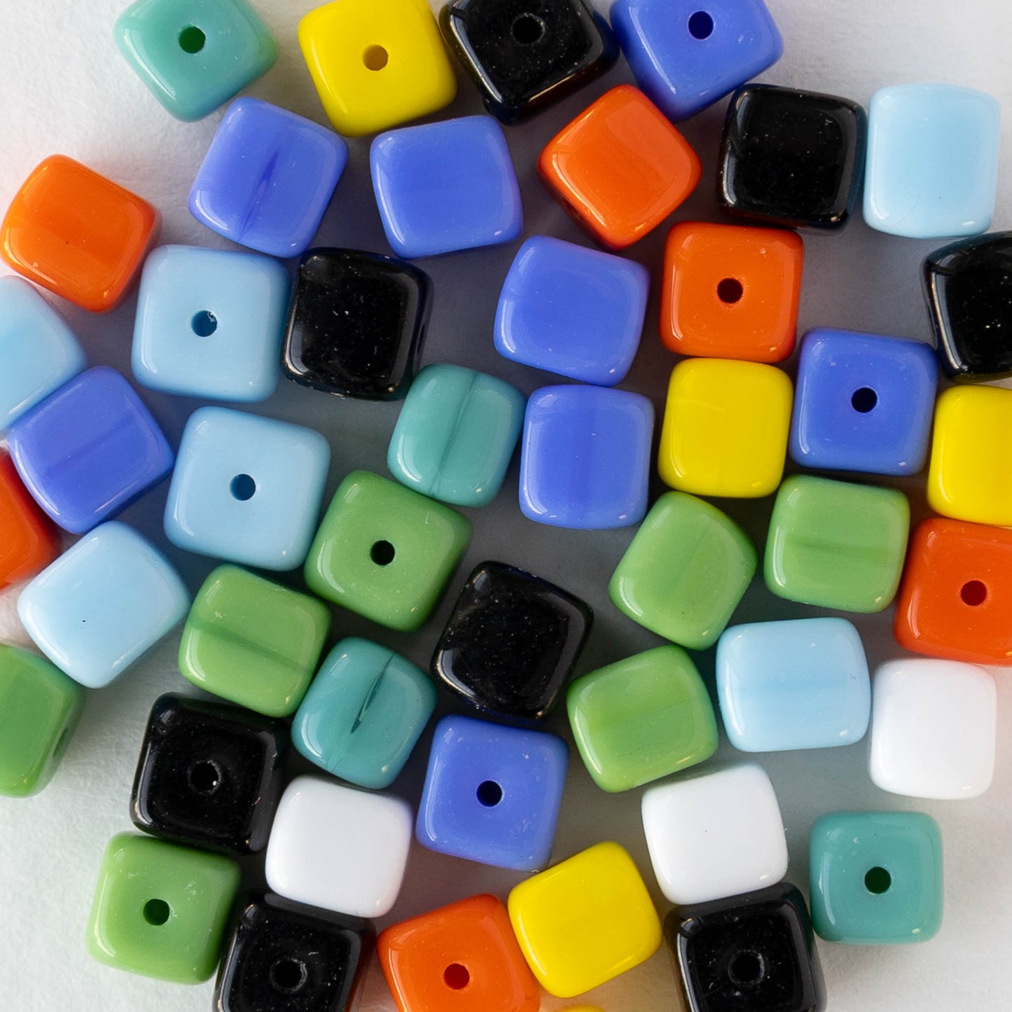 5x7mm Glass Cube Beads - Opaque Color Mix - 80 beads