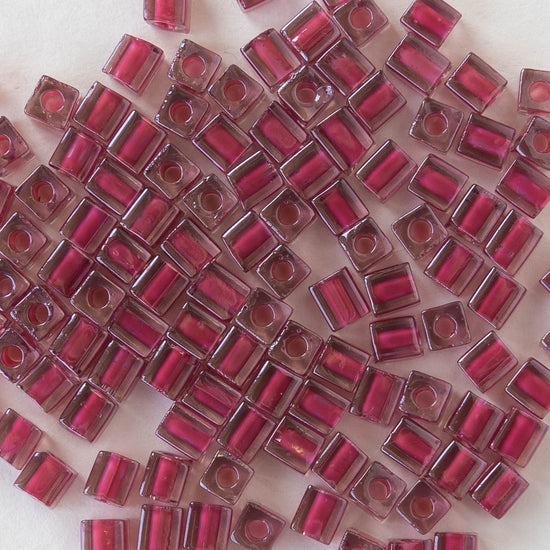 4mm Miyuki Cube Beads  - Rose Lined Amethyst - 20 or 60 grams