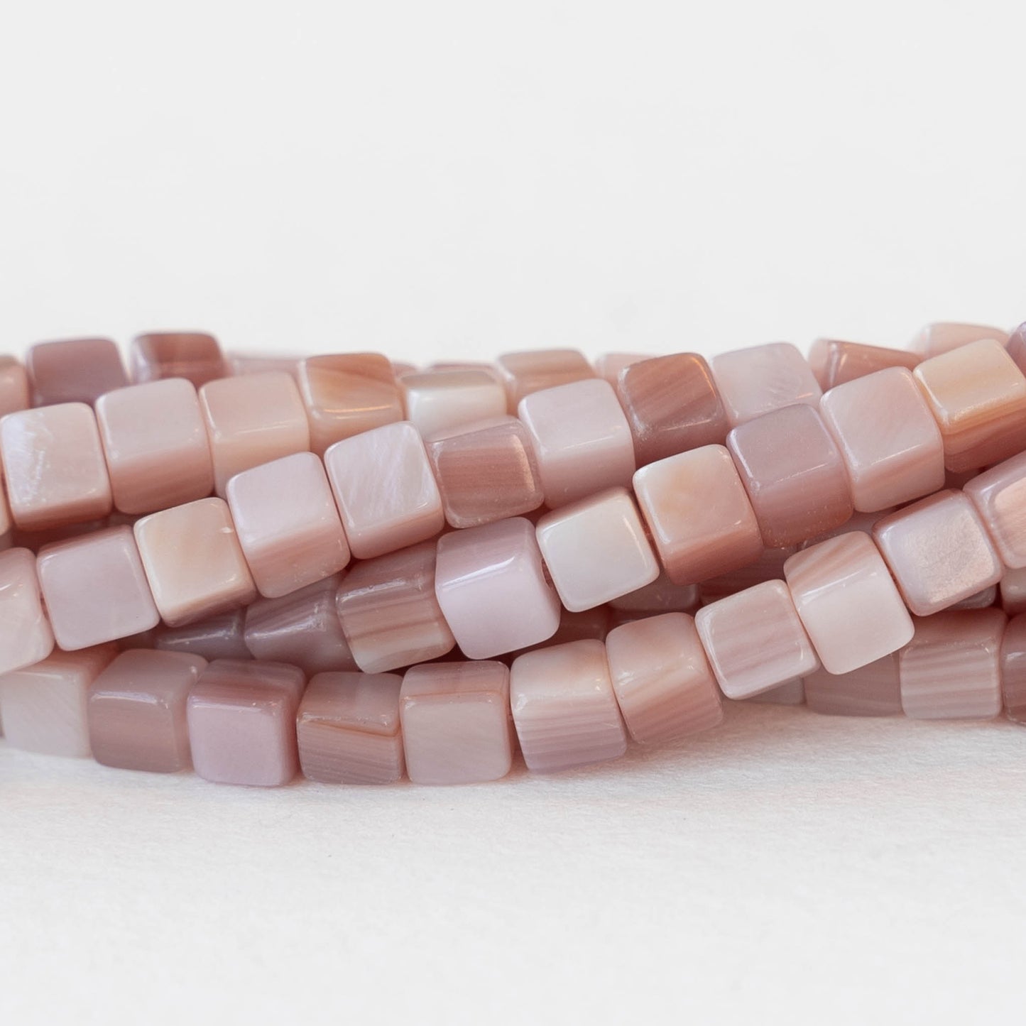 4mm Mother of Pearl Cube Beads - 16 inches