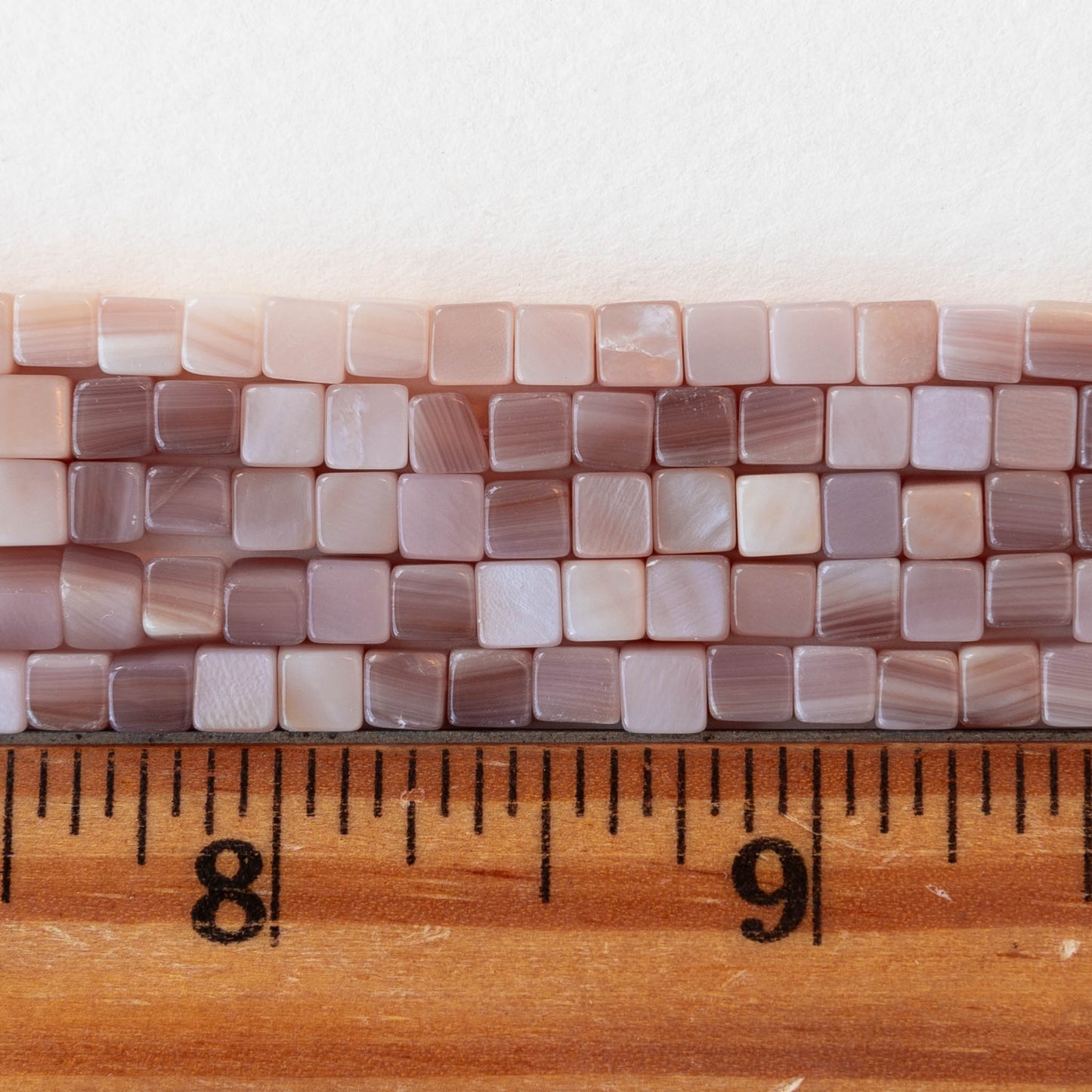 4mm Mother of Pearl Cube Beads - 8 inches