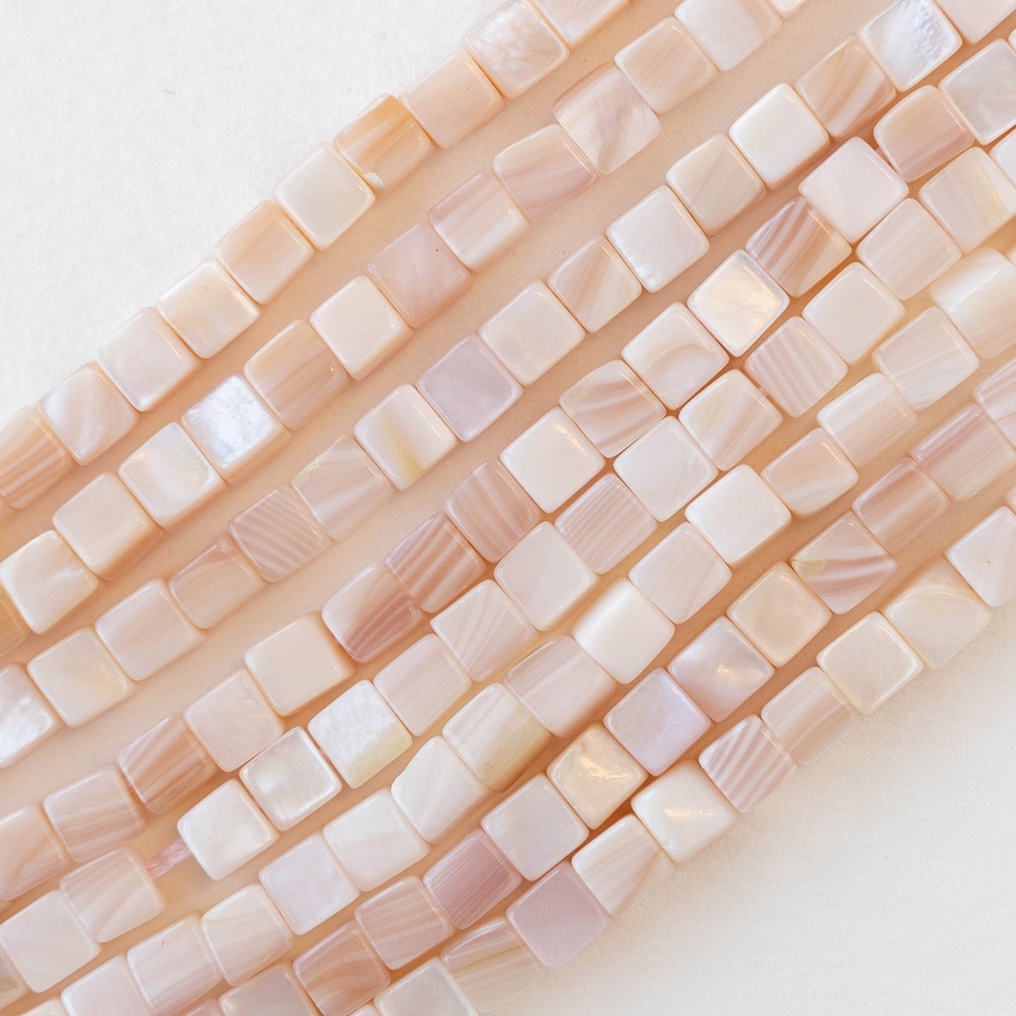4mm Mother of Pearl Cube Beads - 8 inches