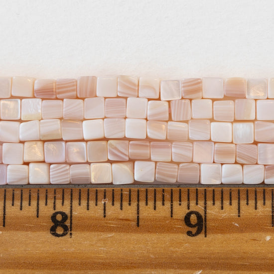 4mm Mother of Pearl Cube Beads - 8 inches