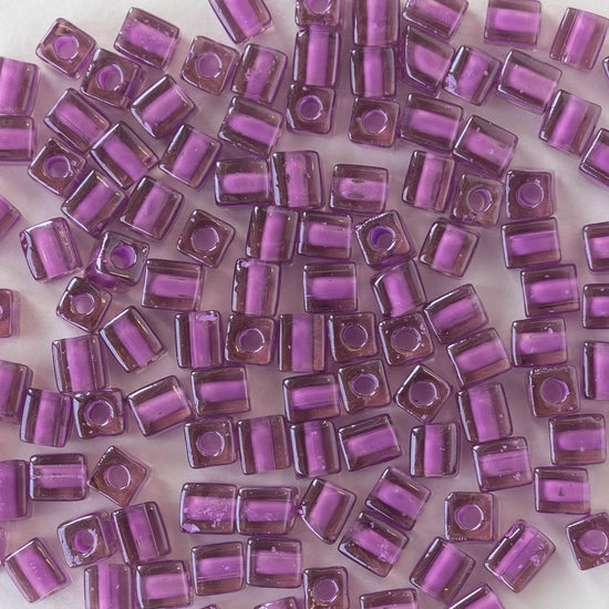 4mm Miyuki Cube Beads  - Lilac Lined Amethyst - 20 or 60 grams