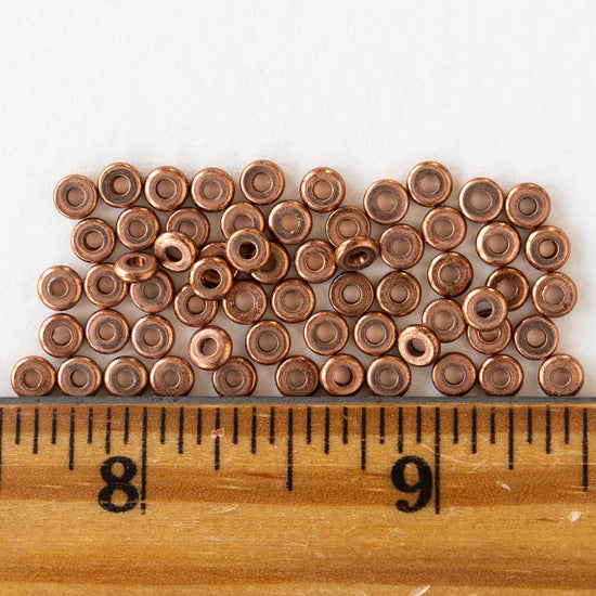 4mm Antique Copper Disk Beads - 4 inches