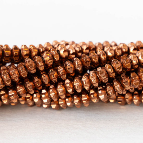 4mm Metal Gear Spacer Beads - Antique Copper - 50 Beads