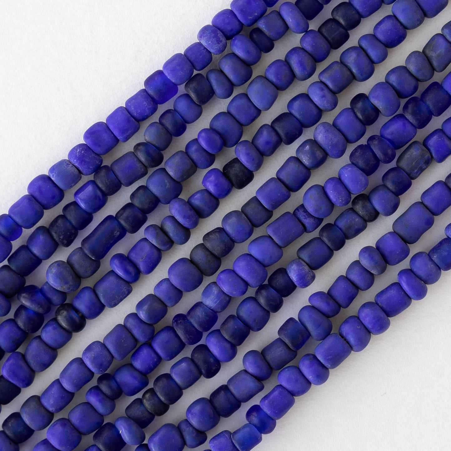 4mm Rustic Indonesian Glass Seed Beads - Opaque Cobalt Blue - Whole or Half Strand