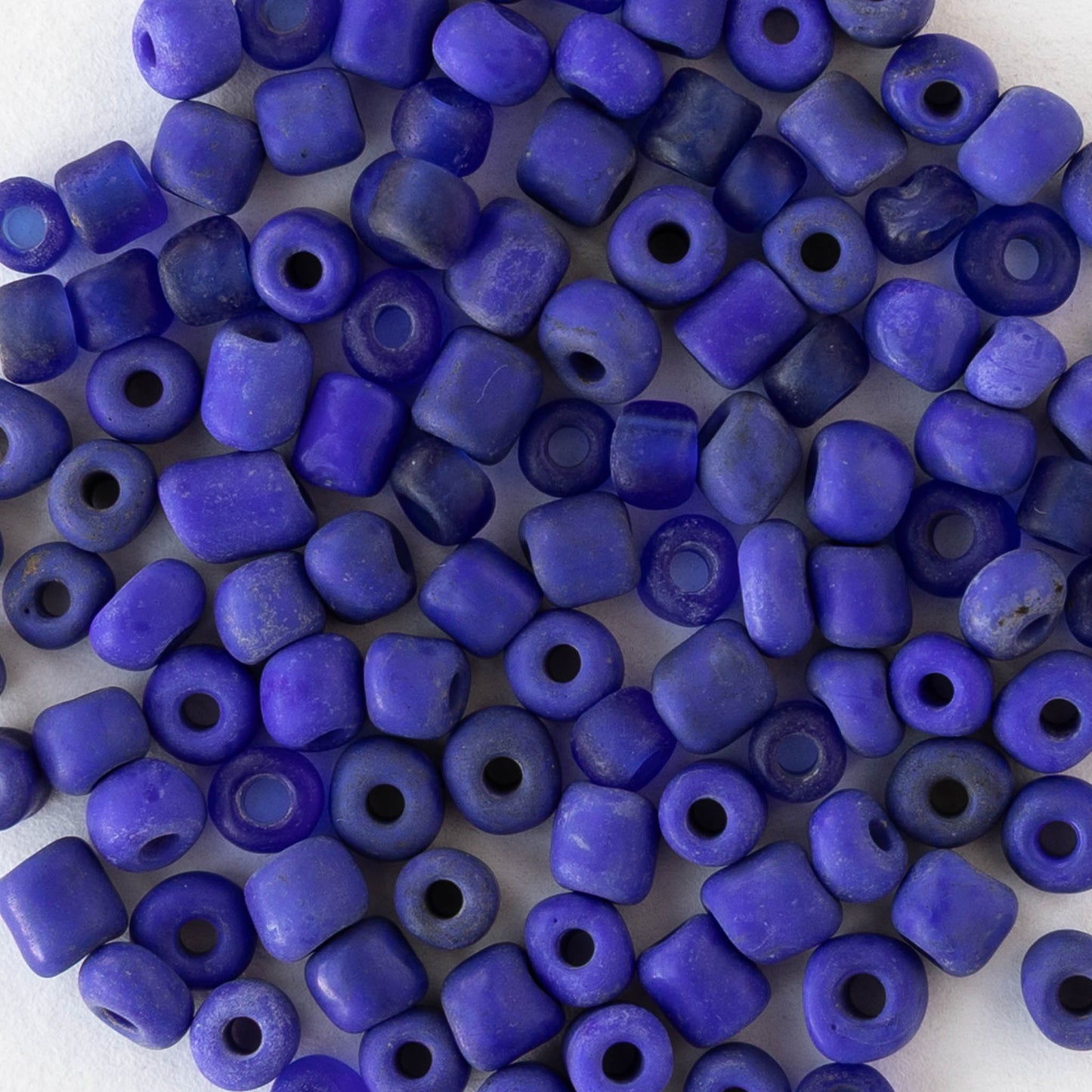 4mm Rustic Indonesian Glass Seed Beads - Opaque Cobalt Blue - Whole or Half Strand