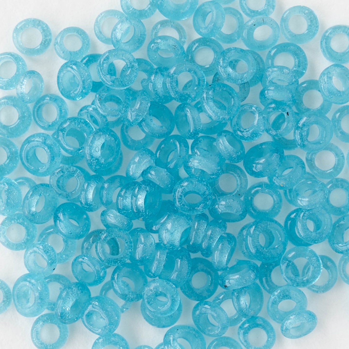 Rustic Indonesian Glass Abon Beads - Aqua - Whole or Half Strand