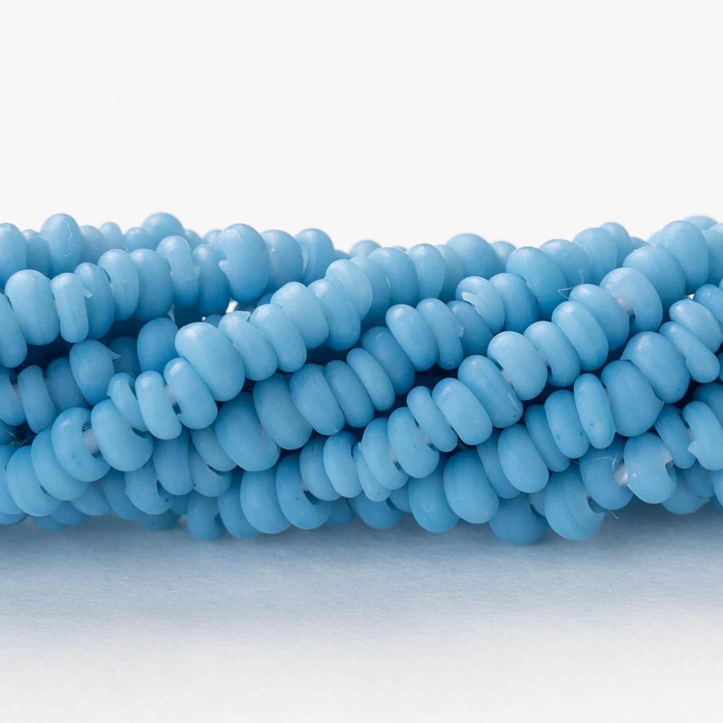 Rustic Indonesian Glass Abon  Beads - Baby Blue - Whole or Half Strand