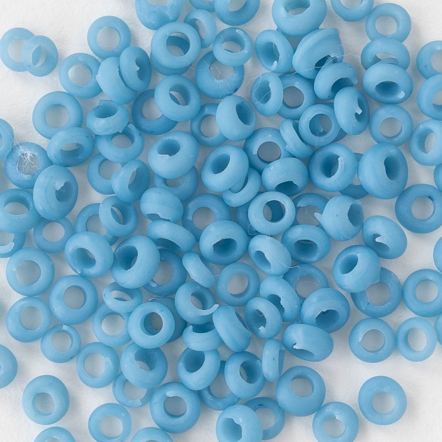 Rustic Indonesian Glass Abon  Beads - Baby Blue - Whole or Half Strand