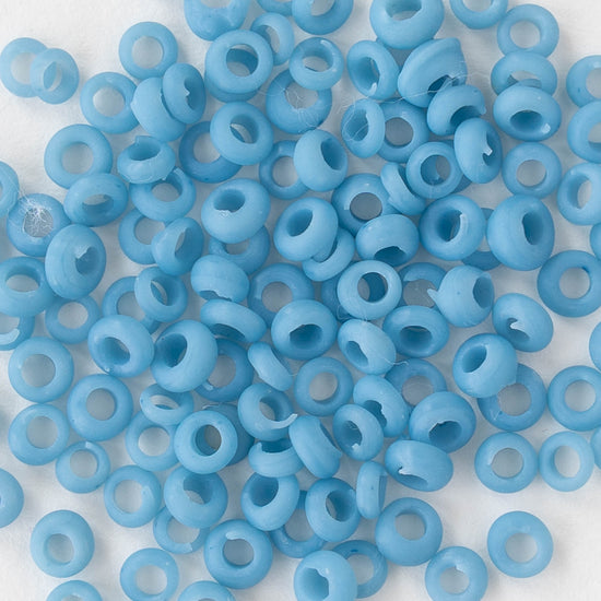 Rustic Indonesian Glass Abon  Beads - Baby Blue - Whole or Half Strand