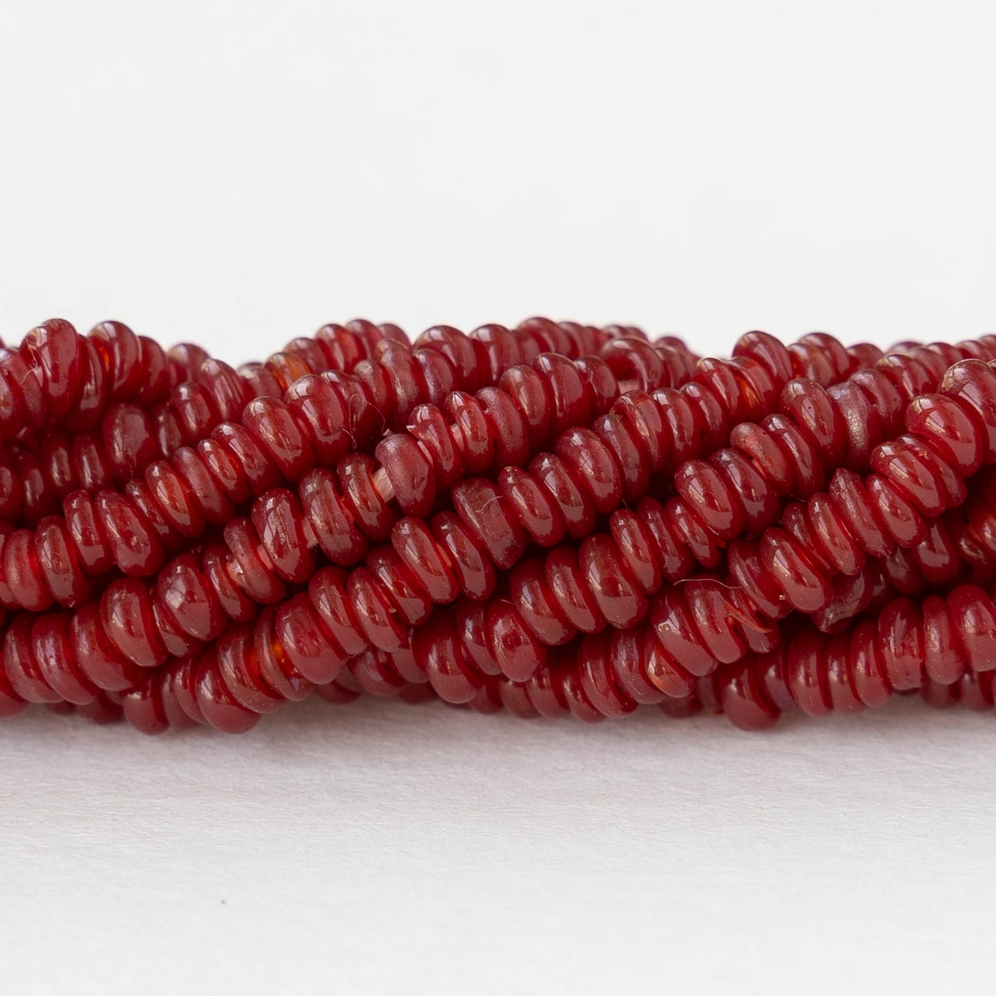 Rustic Indonesian Glass Abon  Beads - Dark Red - Whole or Half Strand