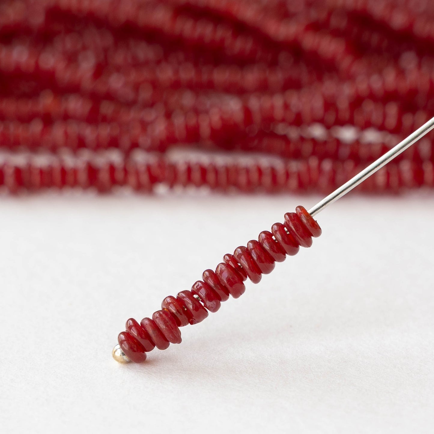 Rustic Indonesian Glass Abon  Beads - Dark Red - Whole or Half Strand
