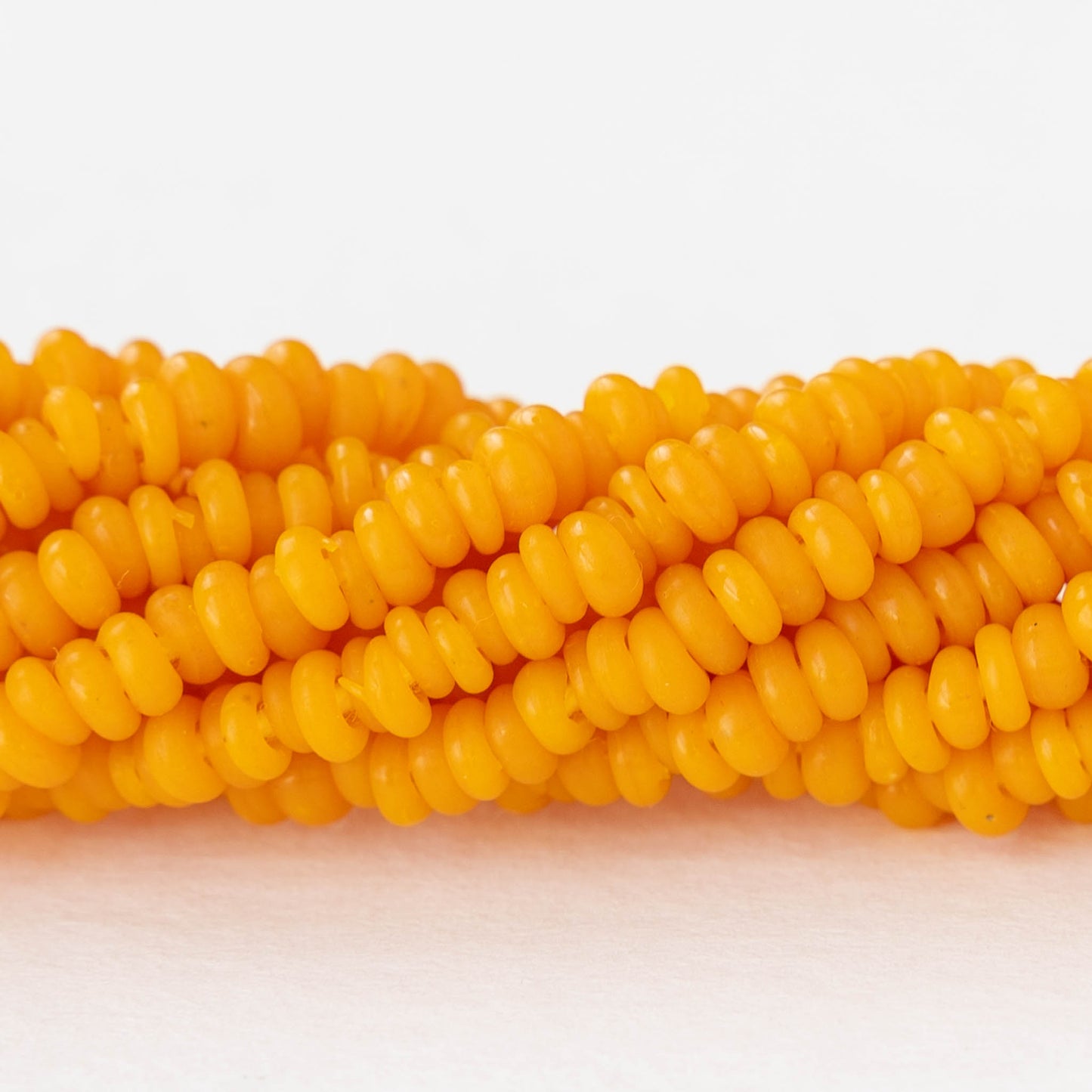 Rustic Indonesian Glass Abon  Beads - Light Orange- Whole or Half Strand