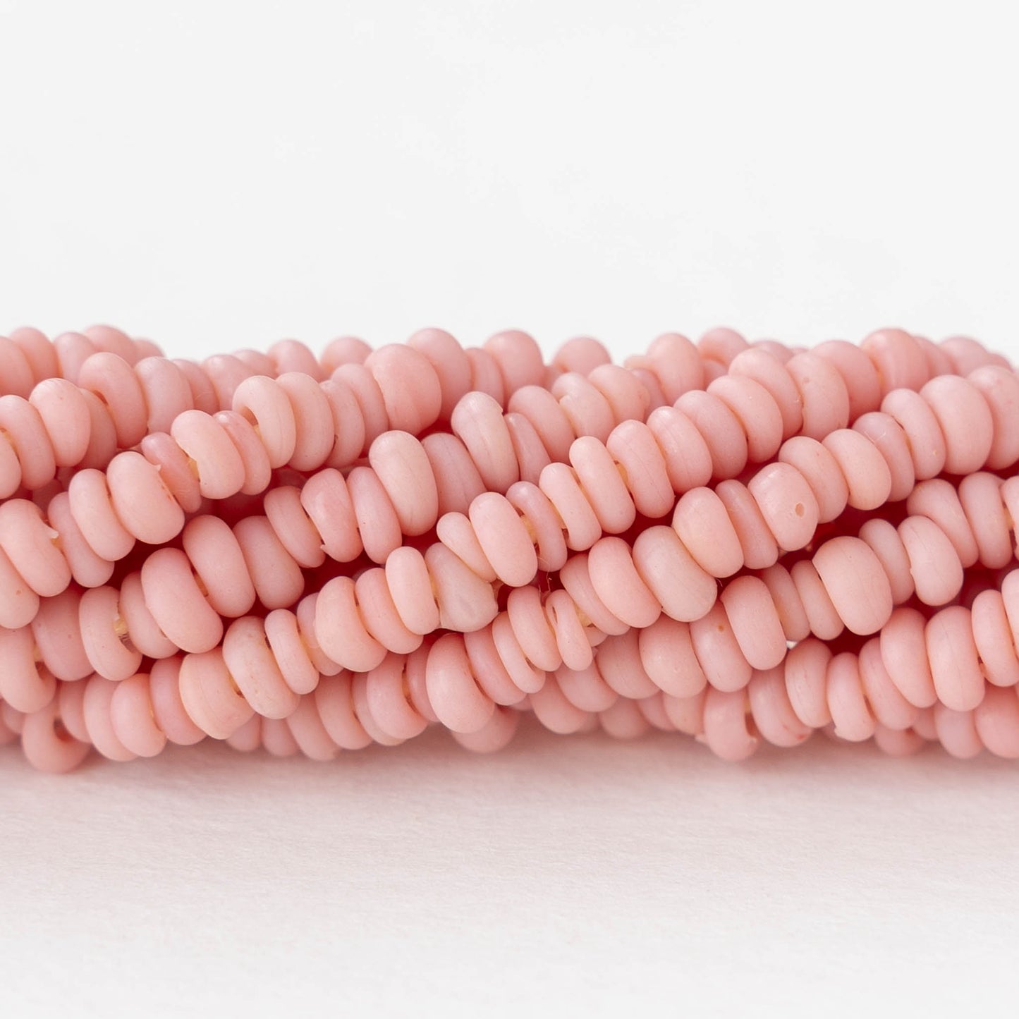 Rustic Indonesian Glass Abon  Beads - Light Pink - Whole or Half Strand