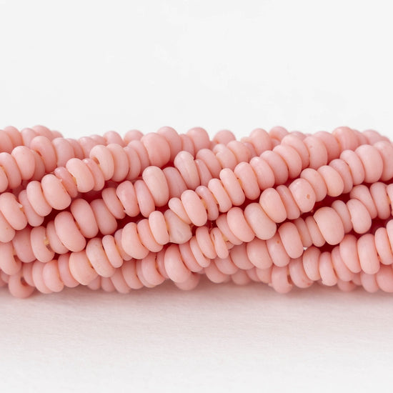 Rustic Indonesian Glass Abon  Beads - Light Pink - Whole or Half Strand