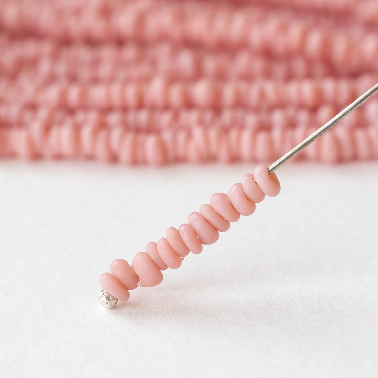 Rustic Indonesian Glass Abon  Beads - Light Pink - Whole or Half Strand