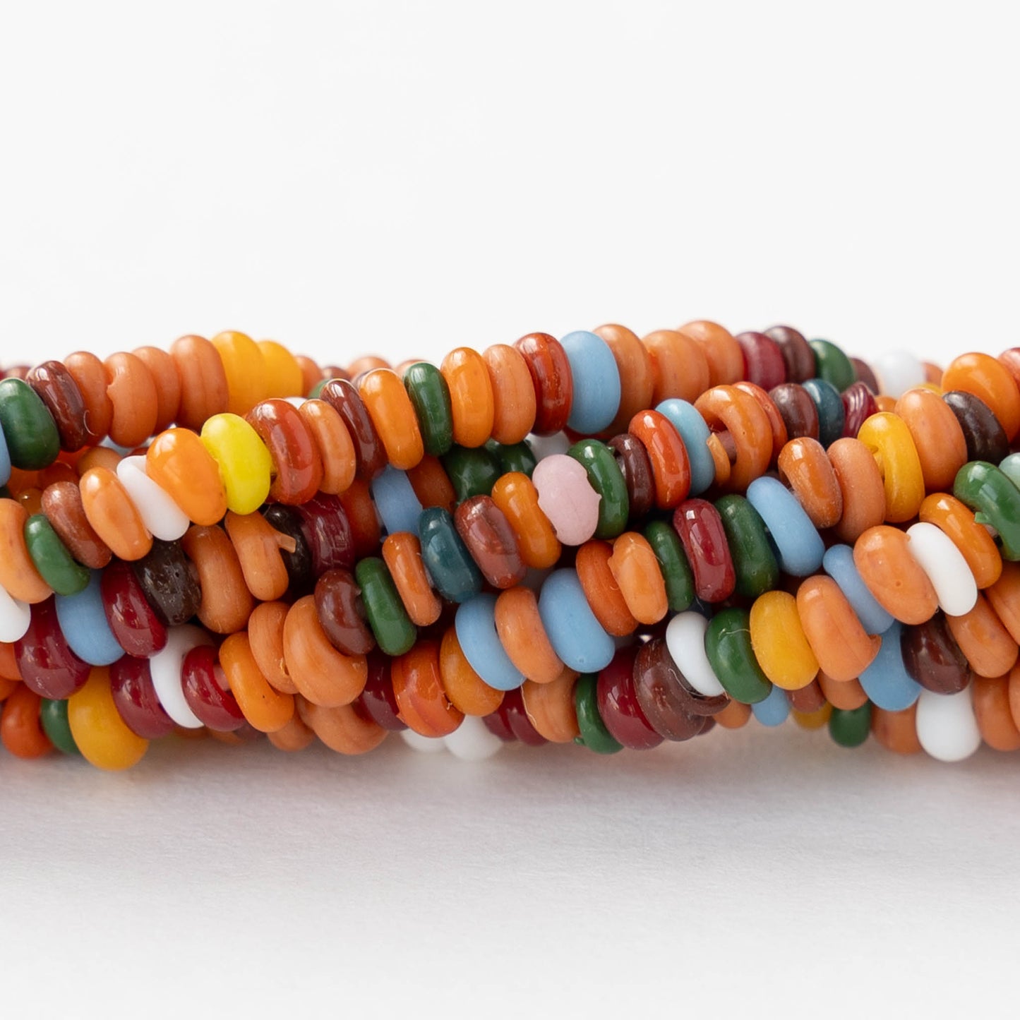 Rustic Indonesian Glass Abon Beads - Opaque Color Mix - Whole or Half Strand