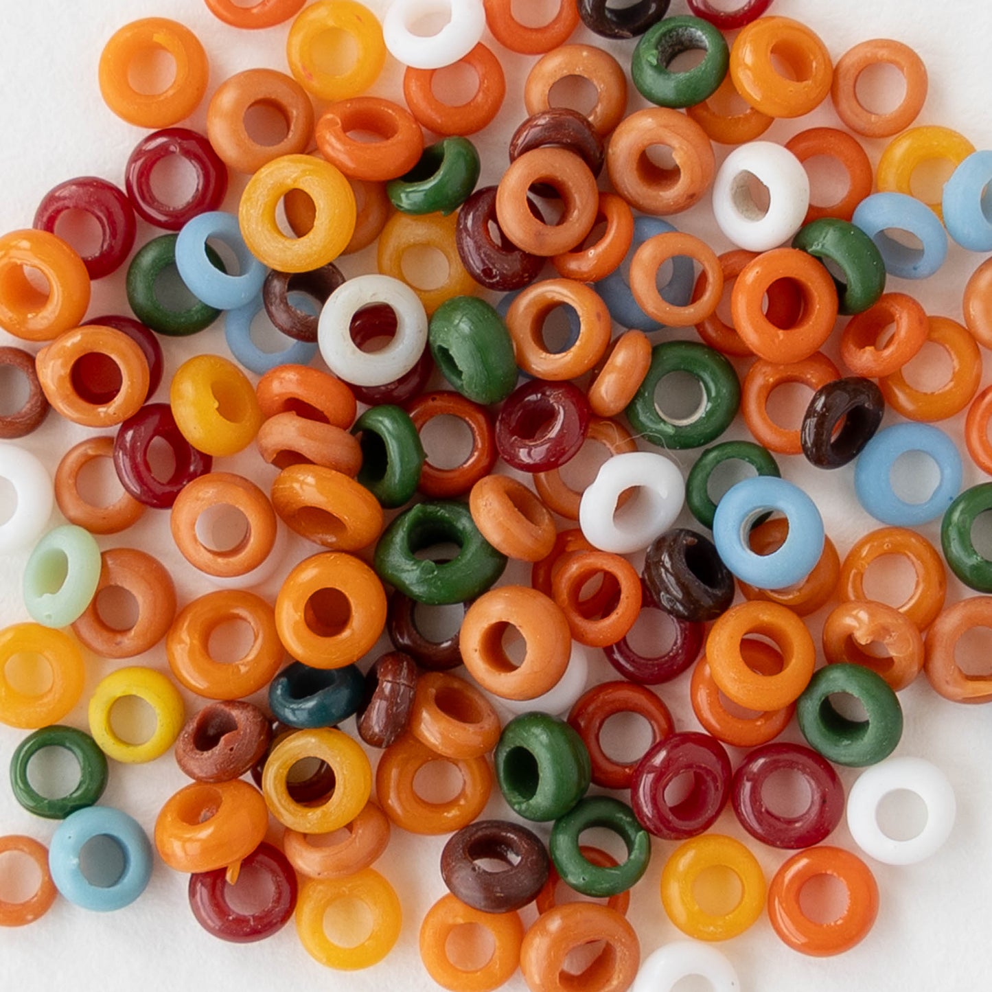 Rustic Indonesian Glass Abon Beads - Opaque Color Mix - Whole or Half Strand