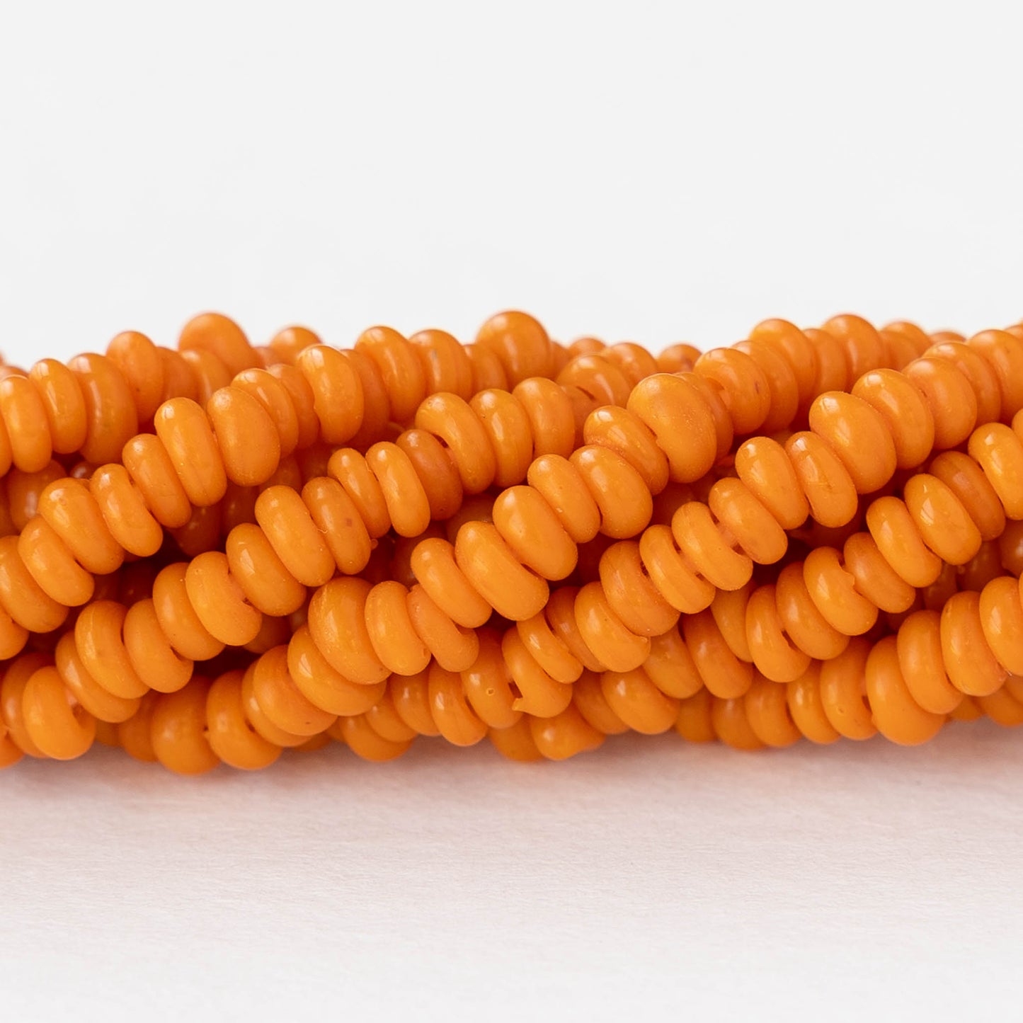 Rustic Indonesian Glass Abon  Beads - Orange - Whole or Half Strand
