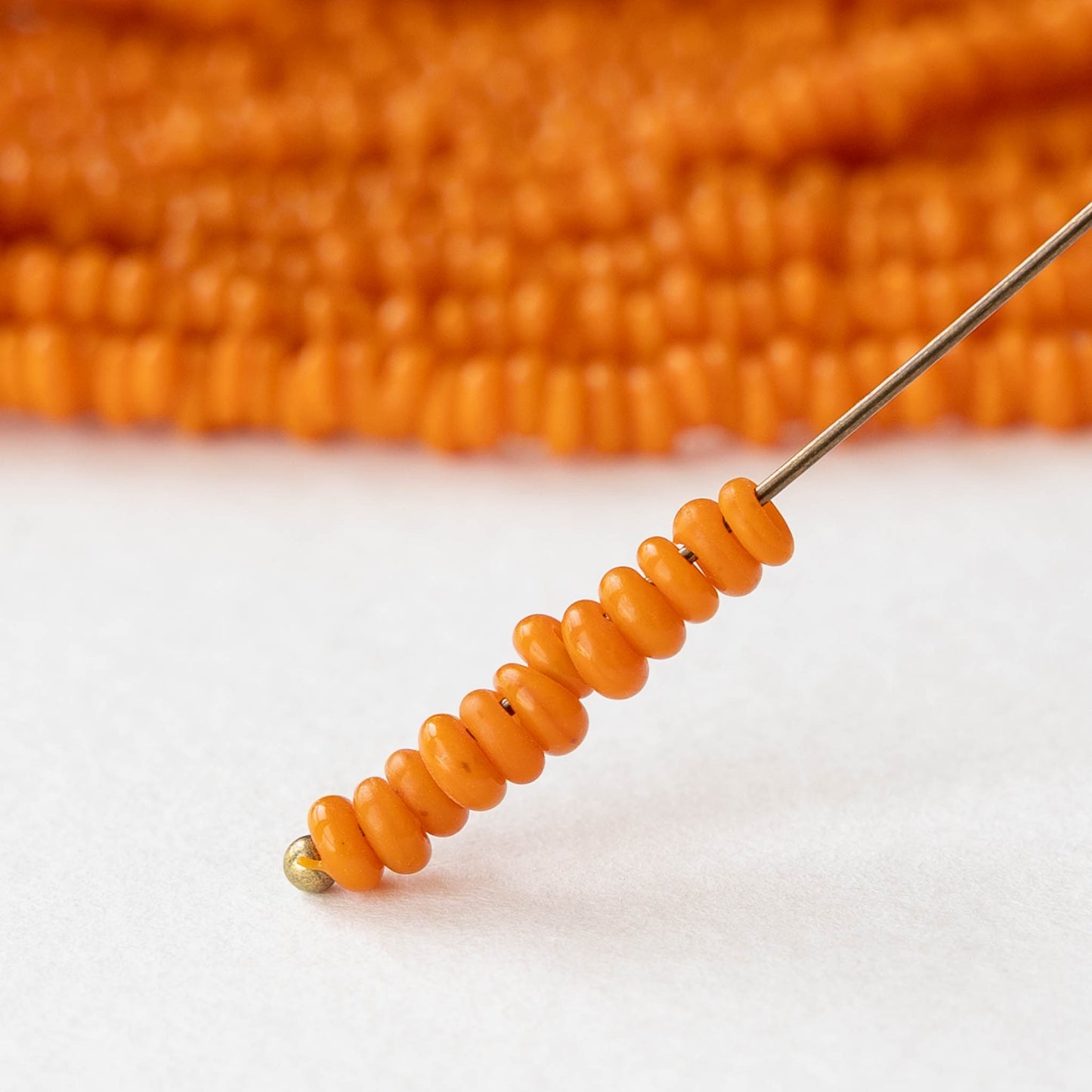 Rustic Indonesian Glass Abon  Beads - Orange - Whole or Half Strand