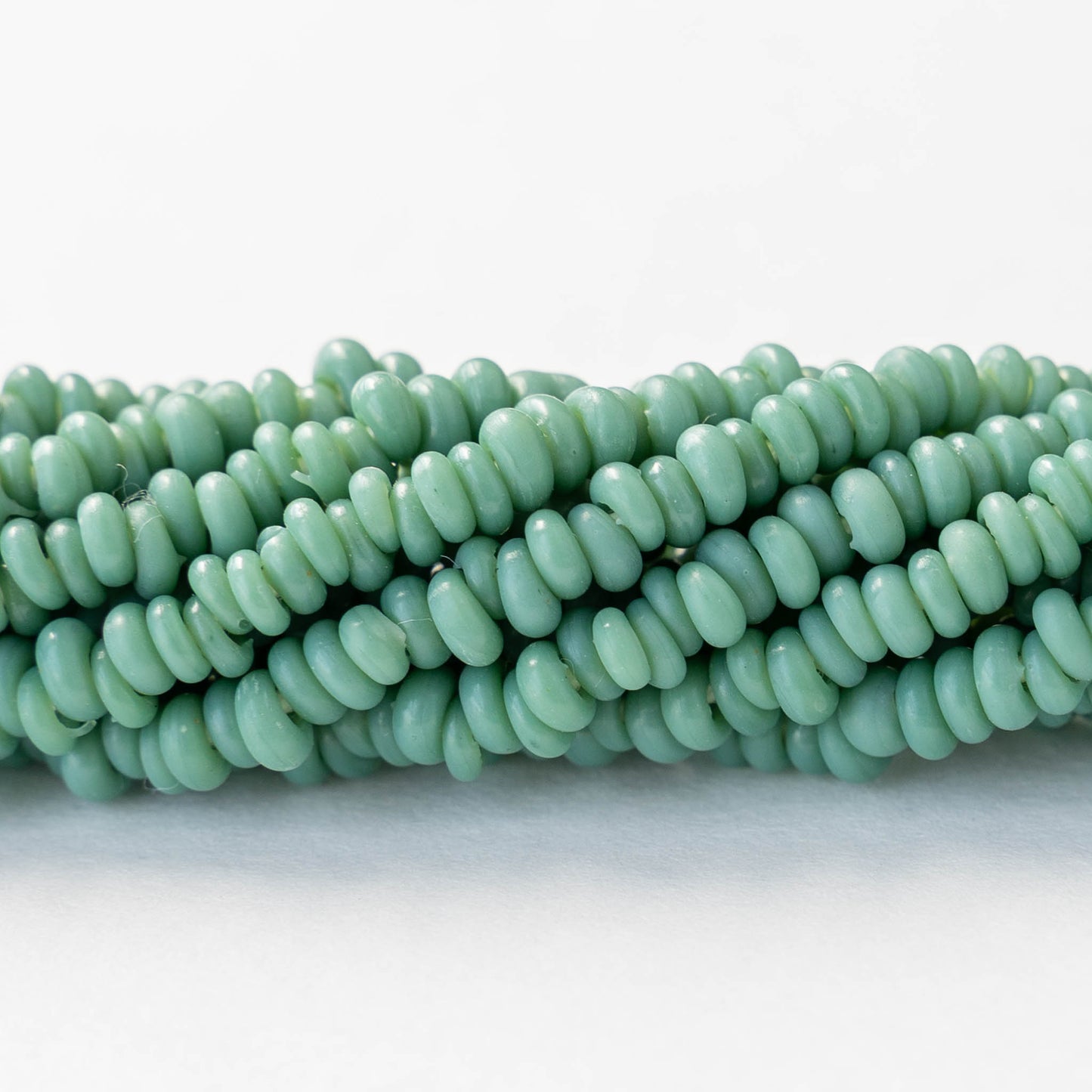 Rustic Indonesian Glass Abon Beads - Opaque Seafoam - Whole or Half Strand
