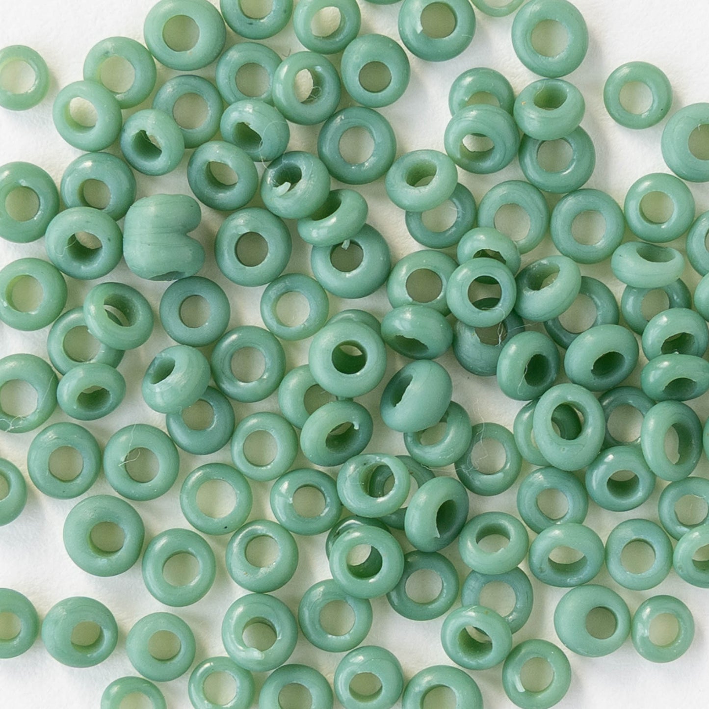 Rustic Indonesian Glass Abon Beads - Opaque Seafoam - Whole or Half Strand